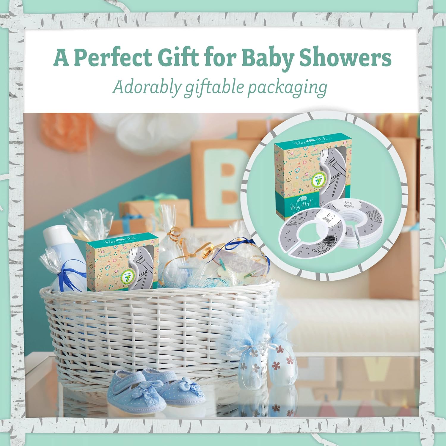 Baby Nest Designs 20 ganchos para bebé para armario con 7 divisores de armario de bebé para guardería, perchas de terciopelo para ropa de bebé,