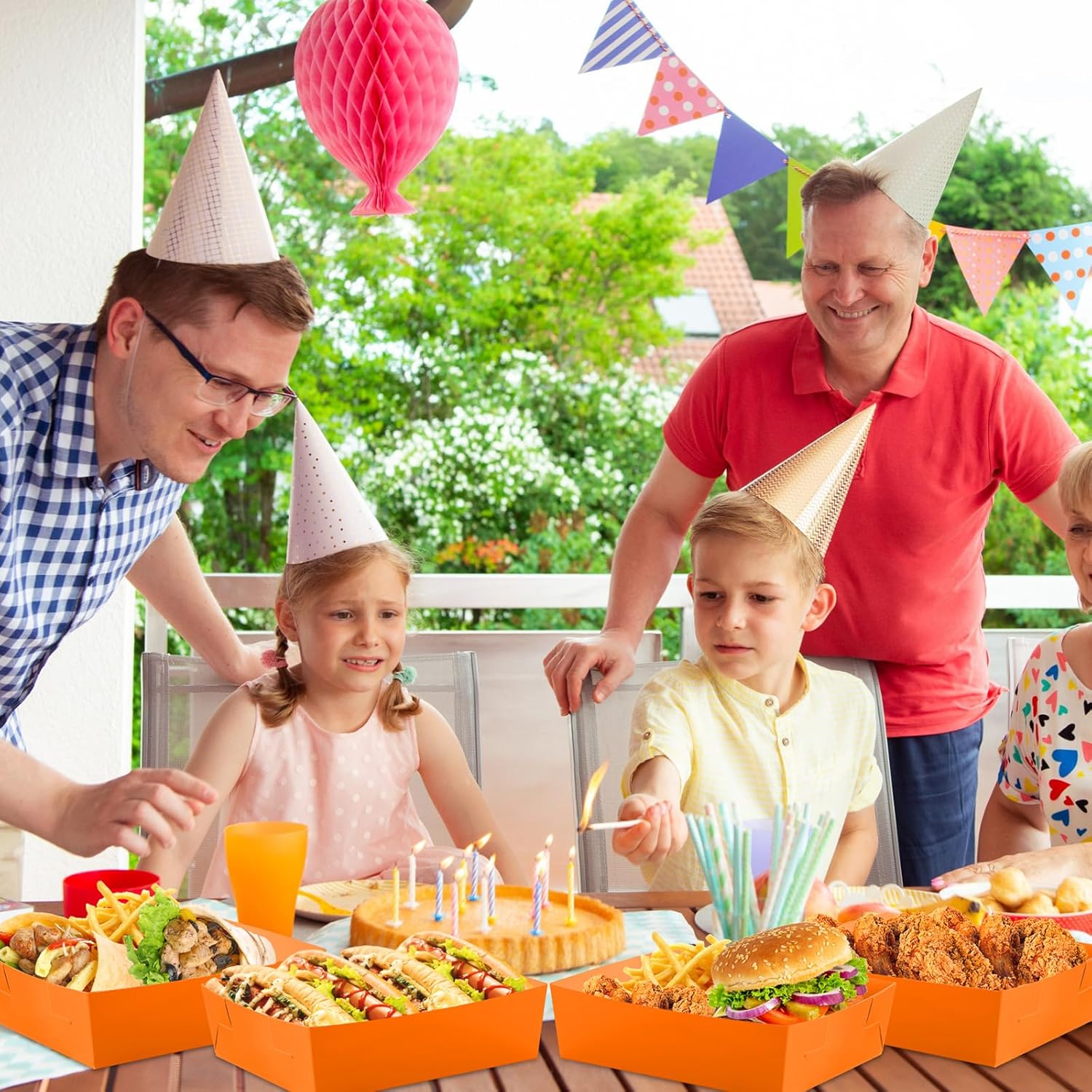 Mifoci 100 bandejas de papel para alimentos de 5 libras, nachos, bandejas de papel grandes para servir aperitivos para fiesta de Navidad, día de