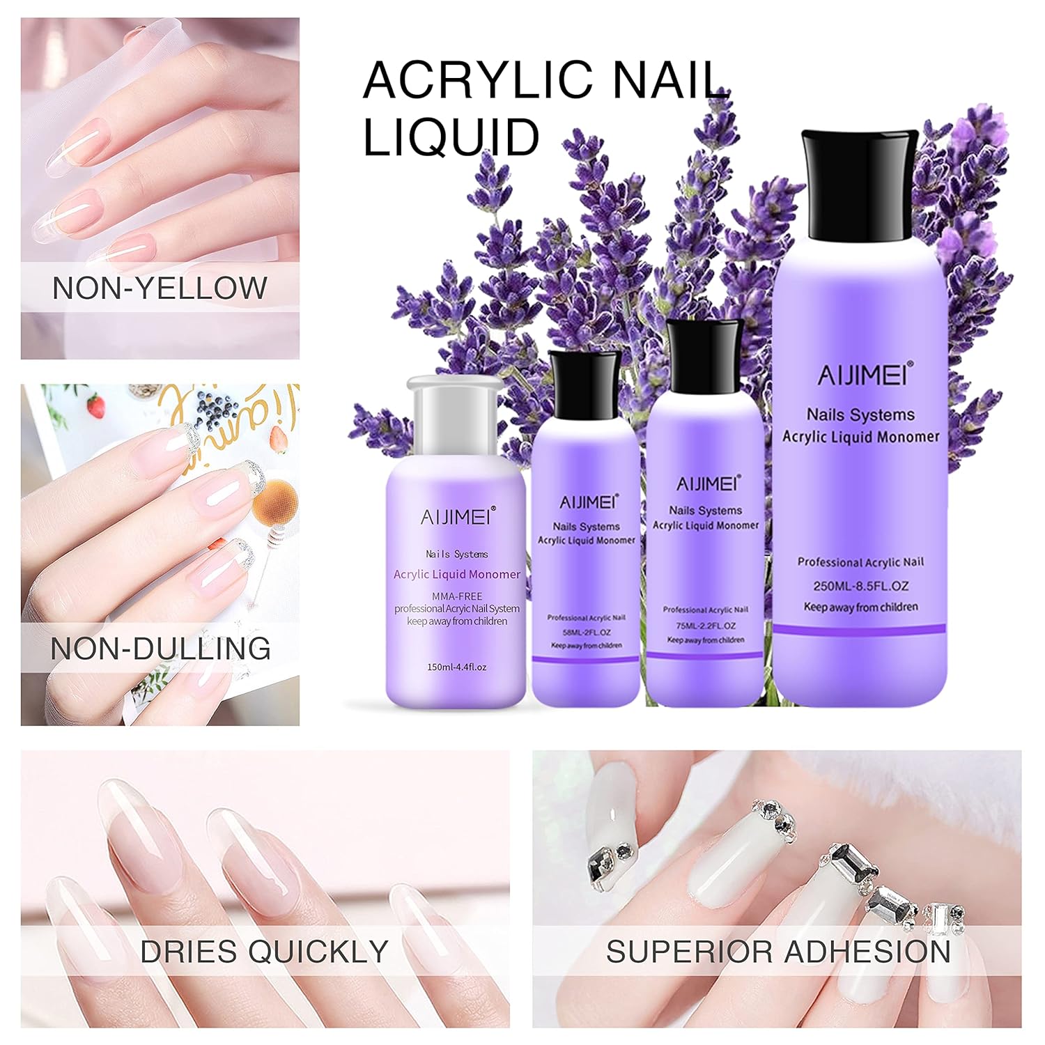AIJIMEI Monómero acrílico líquido acrílico 2.0 fl oz 2OZ Monómero líquido acrílico para polvo acrílico Monómero líquido de uñas acrílicas para uñas