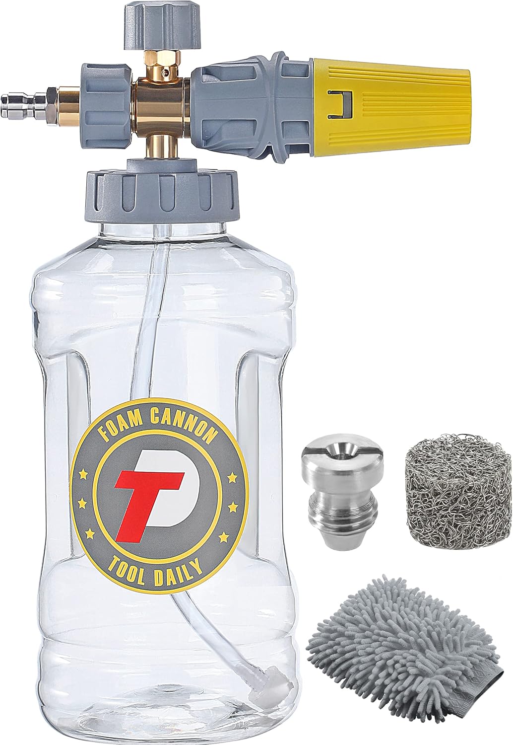 Tool Daily Cañón de espuma, lanzador de espuma ajustable, juego de adaptadores para lavadora a presión, conexión rápida M22 a 38 pulgadas