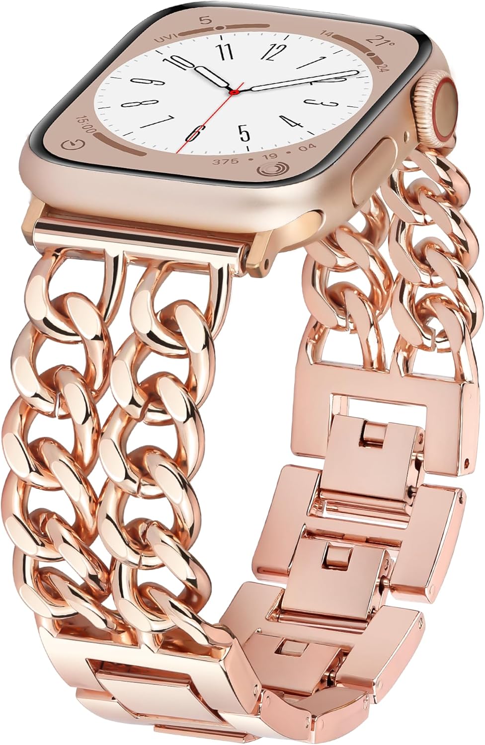 Pulsera de metal compatible con Apple Watch Series 9 8 SE 7 6 5 4 3 2 1 Ultra 2 1, correas elegantes para iWatch para mujeres y hombres, diseño de