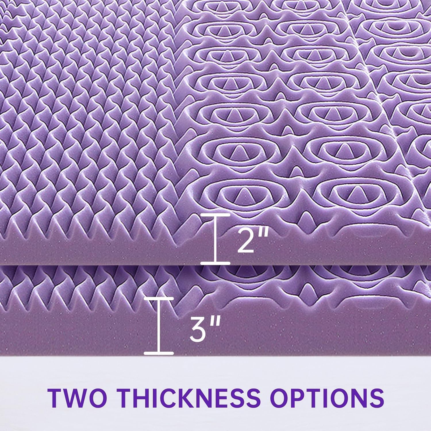 Cubrecolchón de tamaño individual de 2 pulgadas, cubrecolchón con infusión de gel de 7 zonas, colchón de espuma con caja de huevos, certificado
