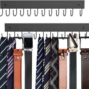 Colgador de cinturón montado en la pared, organizador de cinturón de madera, paquete de 2 unidades de capacidad máxima de almacenamiento de 24 Colgador de cinturón montado en la pared, organizador de cinturón de madera, paquete de 2 unidades de capacidad máxima de almacenamiento de 24