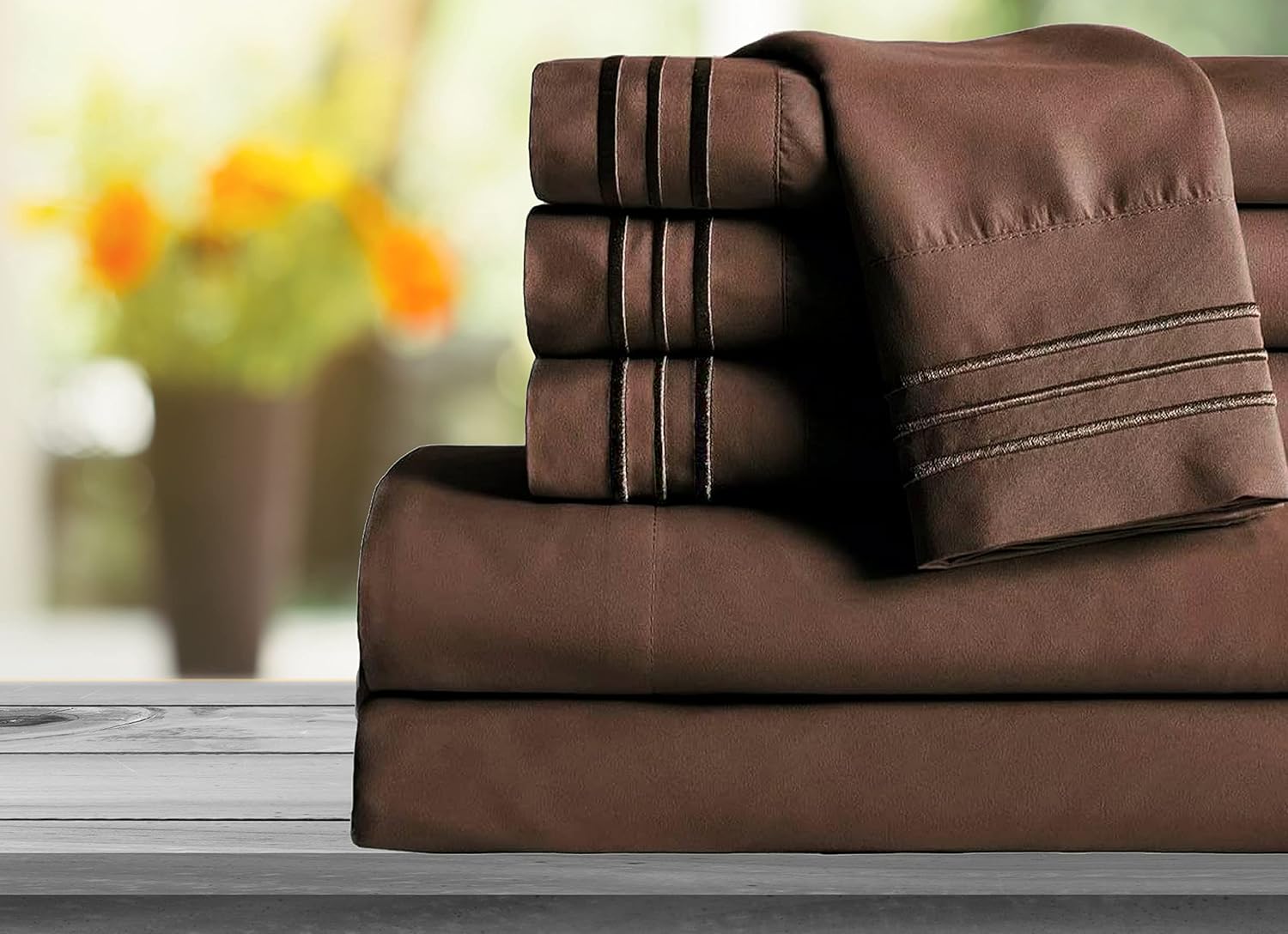 Mocassi Juego de sábanas tamaño matrimonial, sábanas y fundas de almohada de lujo para hotel de 1800 Premier – Sábanas ultrasuaves, transpirables y