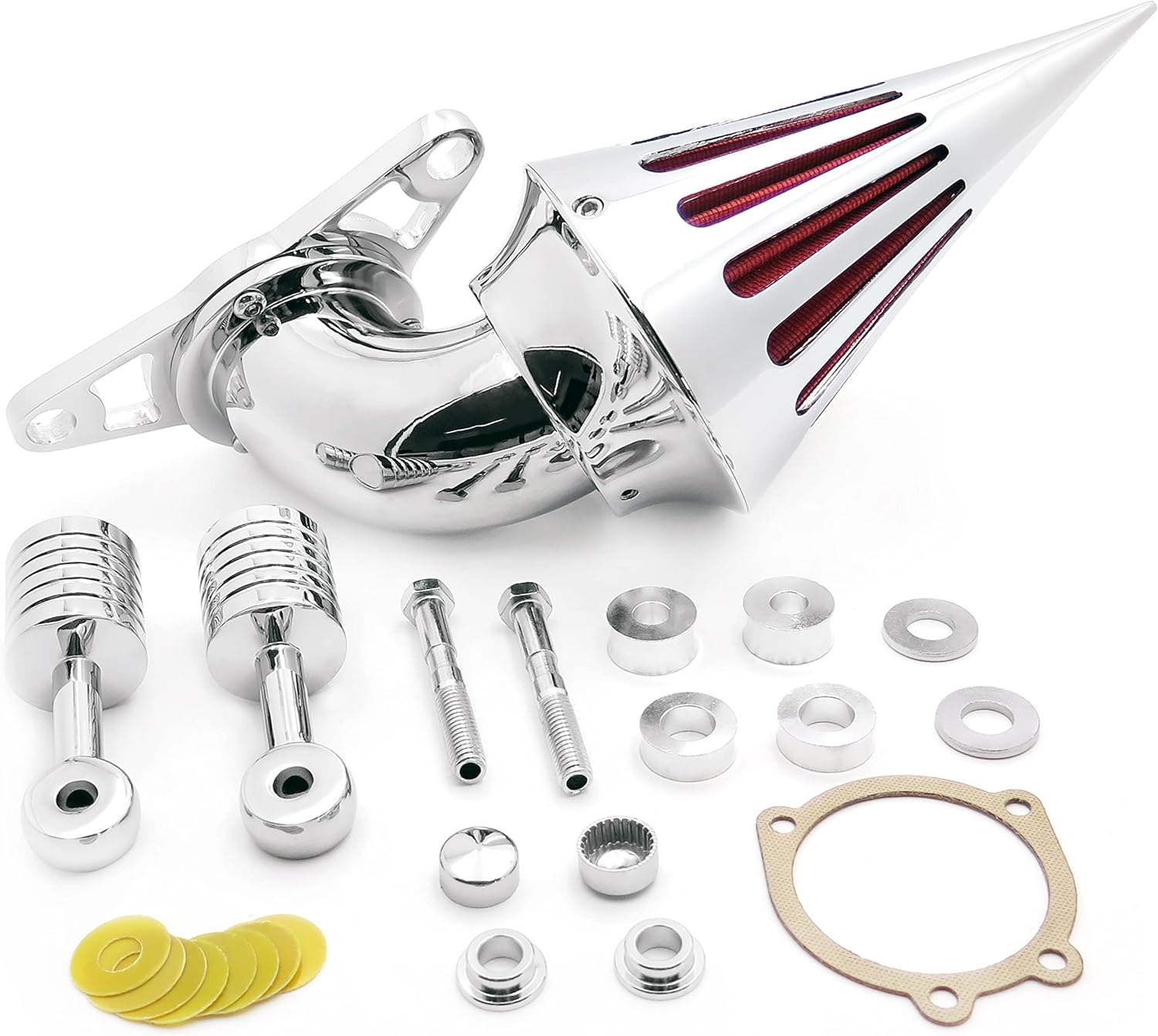 AfterMokit – Filtro de aire con punta de cono para Dyna Wide Glide 1999-2007 Road King 1999-2007 Fat Boy 2000-2007, cromado