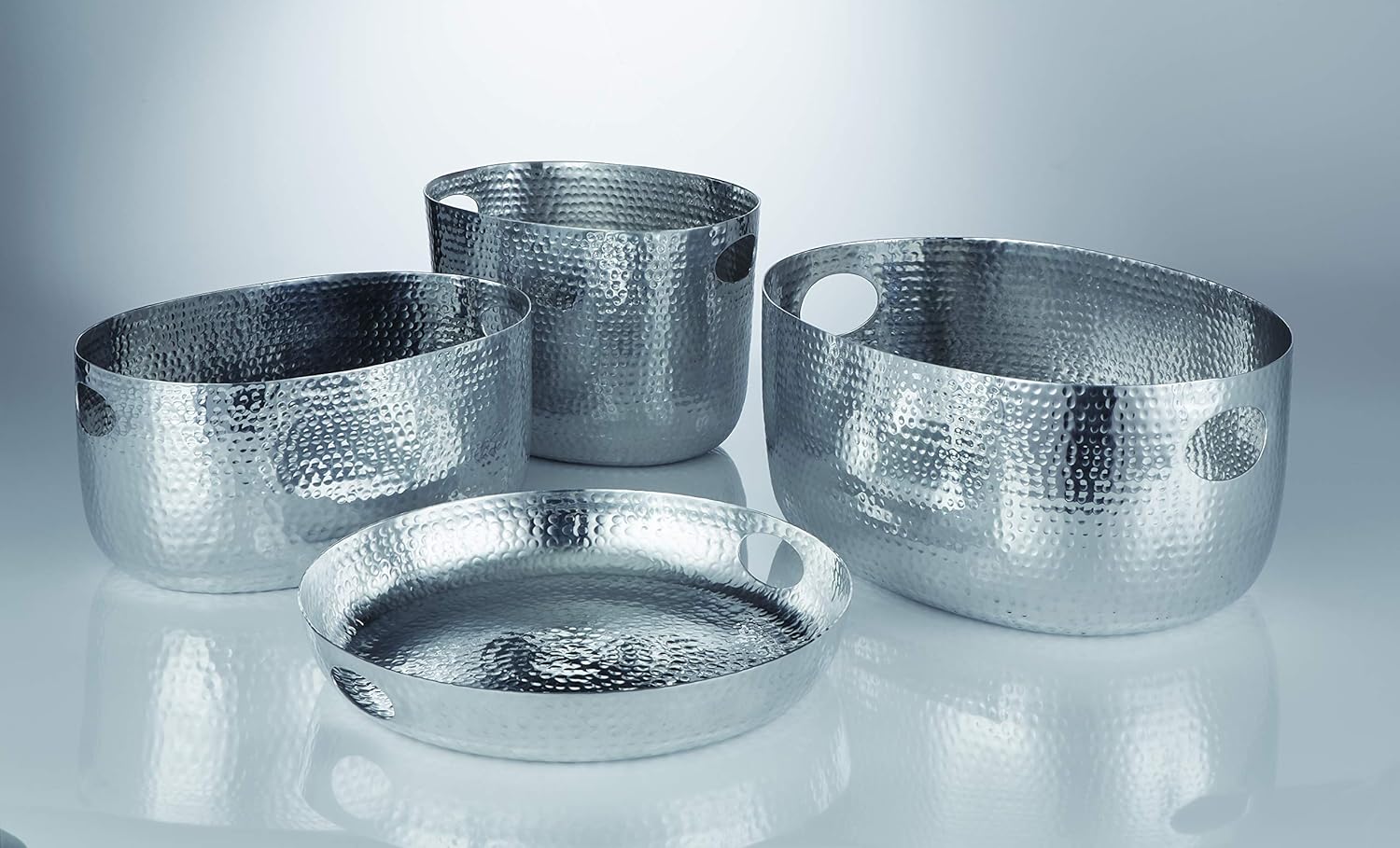 American METALCRAFT, Inc. American Metalcraft ATHS16 – Bandeja de aluminio martillado para bebidas, color plata, 16 pulgadas de diámetro