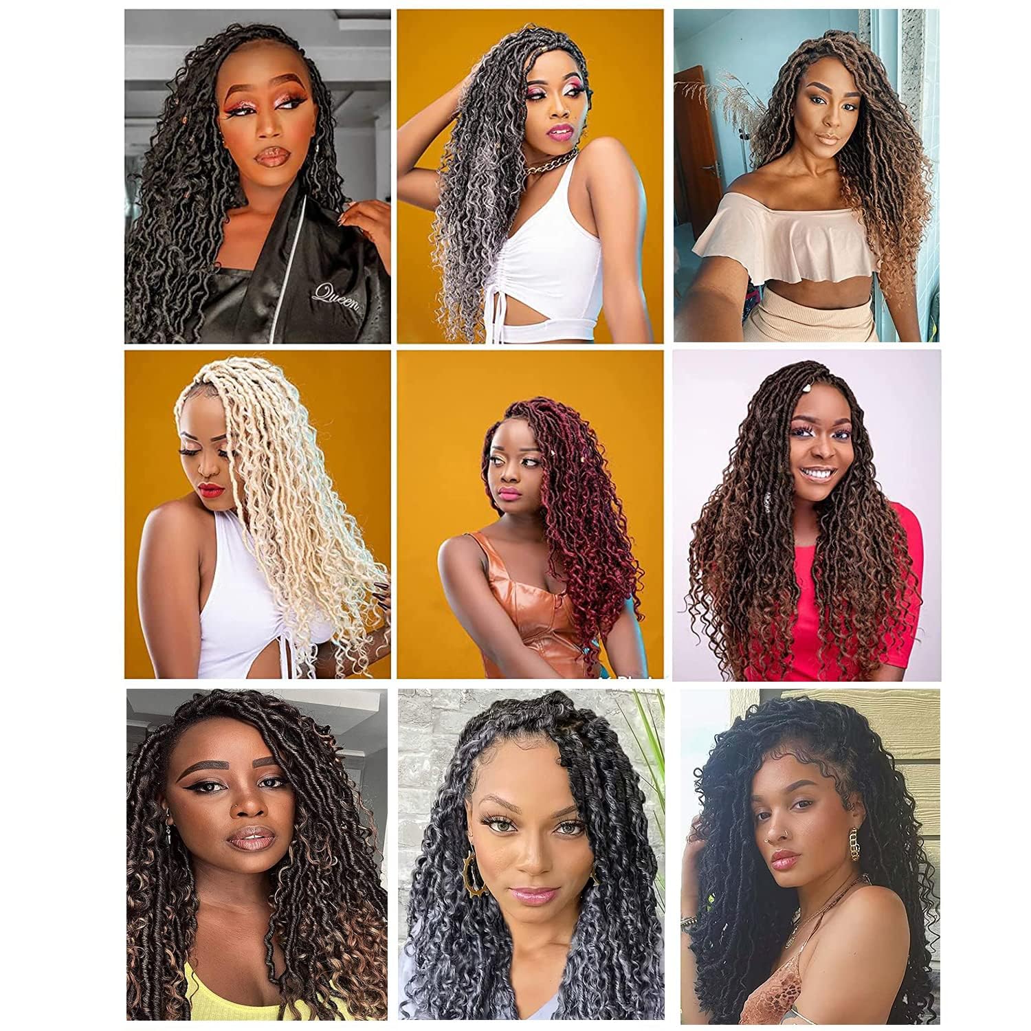 8 paquetes de cabello sintético de ganchillo Goddess Locs de 18 pulgadas para mujeres negras, extensiones de cabello sintético preanudado suave con