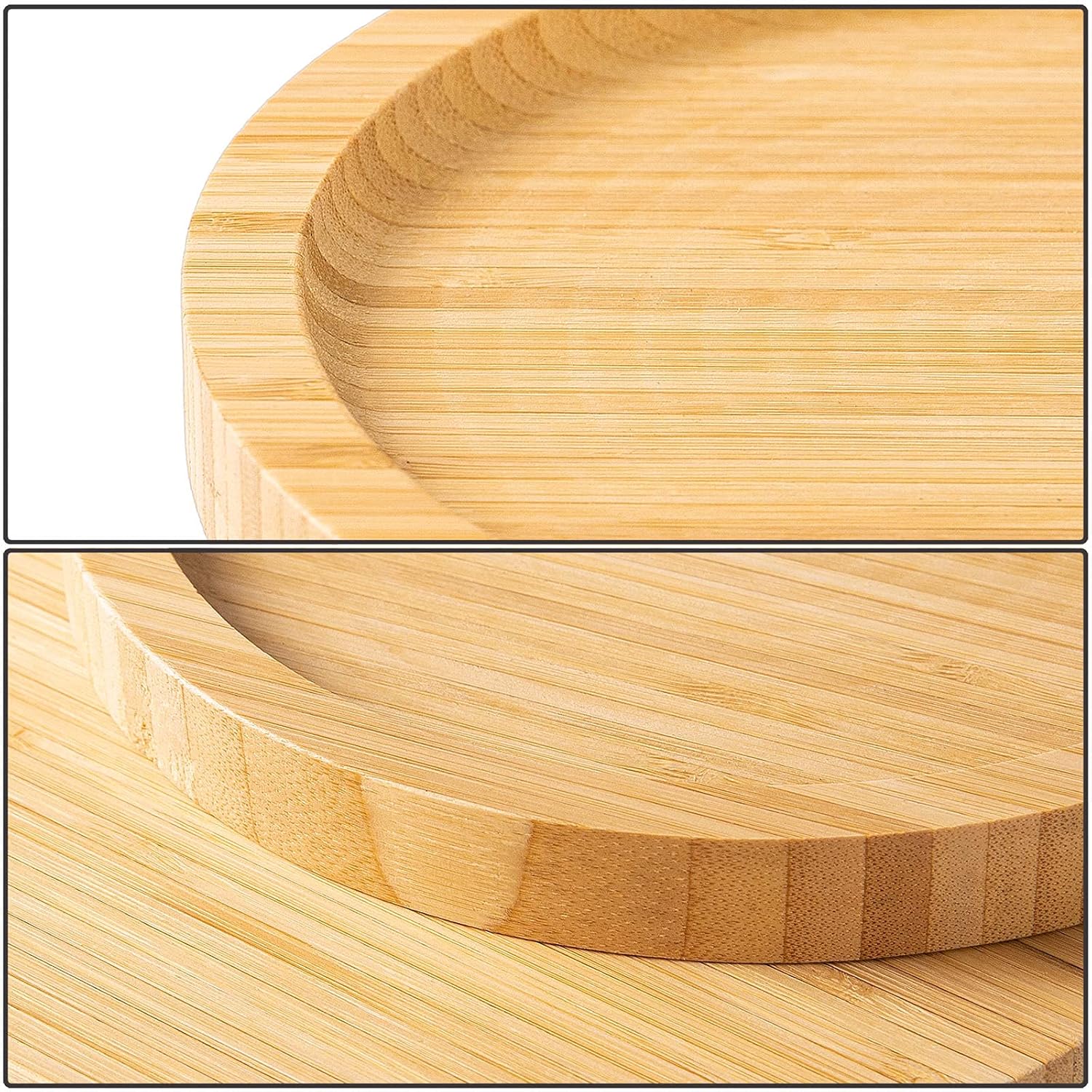 Yangbaga Platillo de madera de bambú de 6.7 pulgadas, paquete de 2 bandejas para plantas, platillo redondo para plantas de interior y exterior