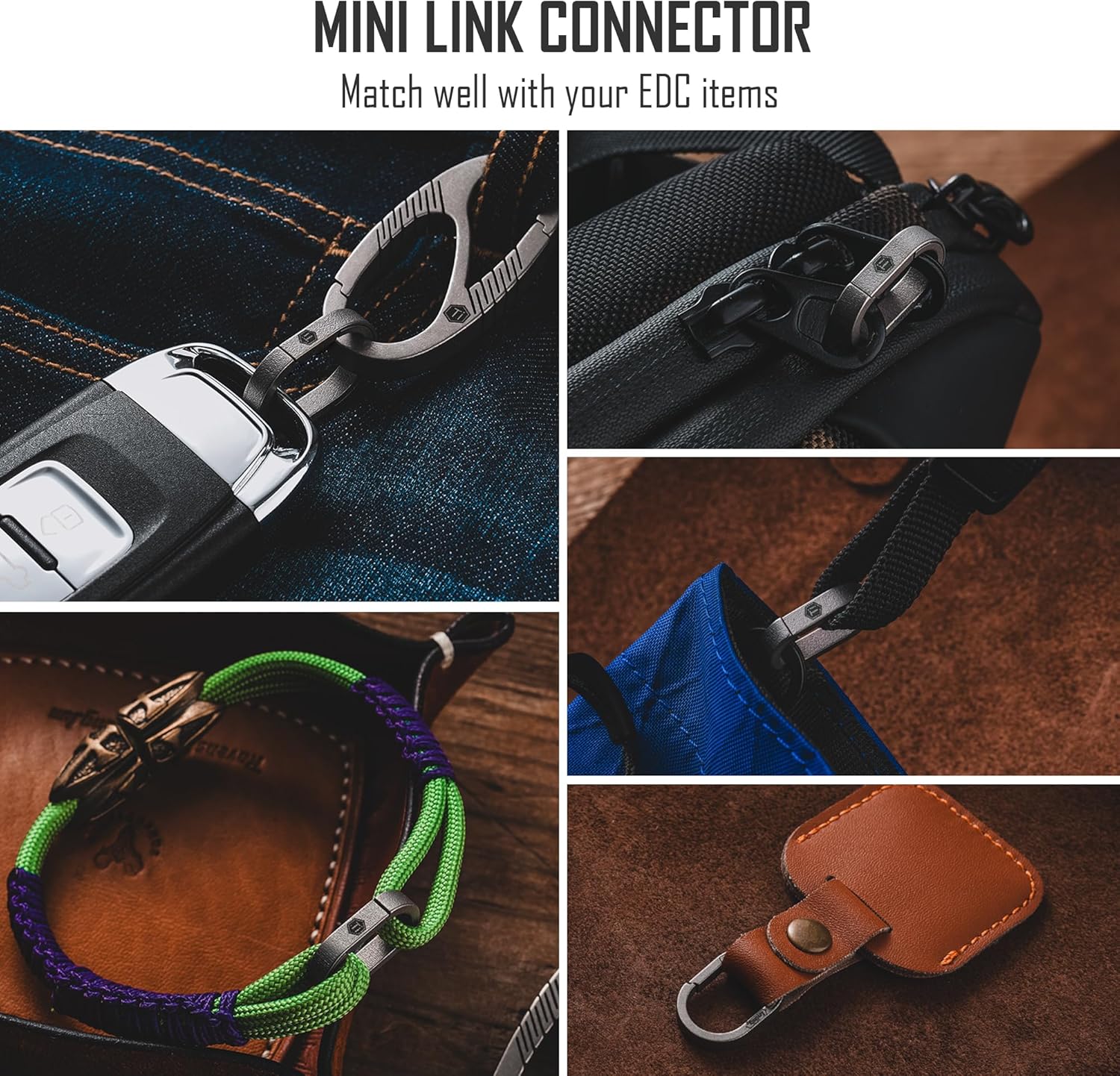 KeyUnity Mini Split Key Ring Quick Release Key Organizer, Titanium Carabiner Keychain Liner for Connecting Home Car Keys
