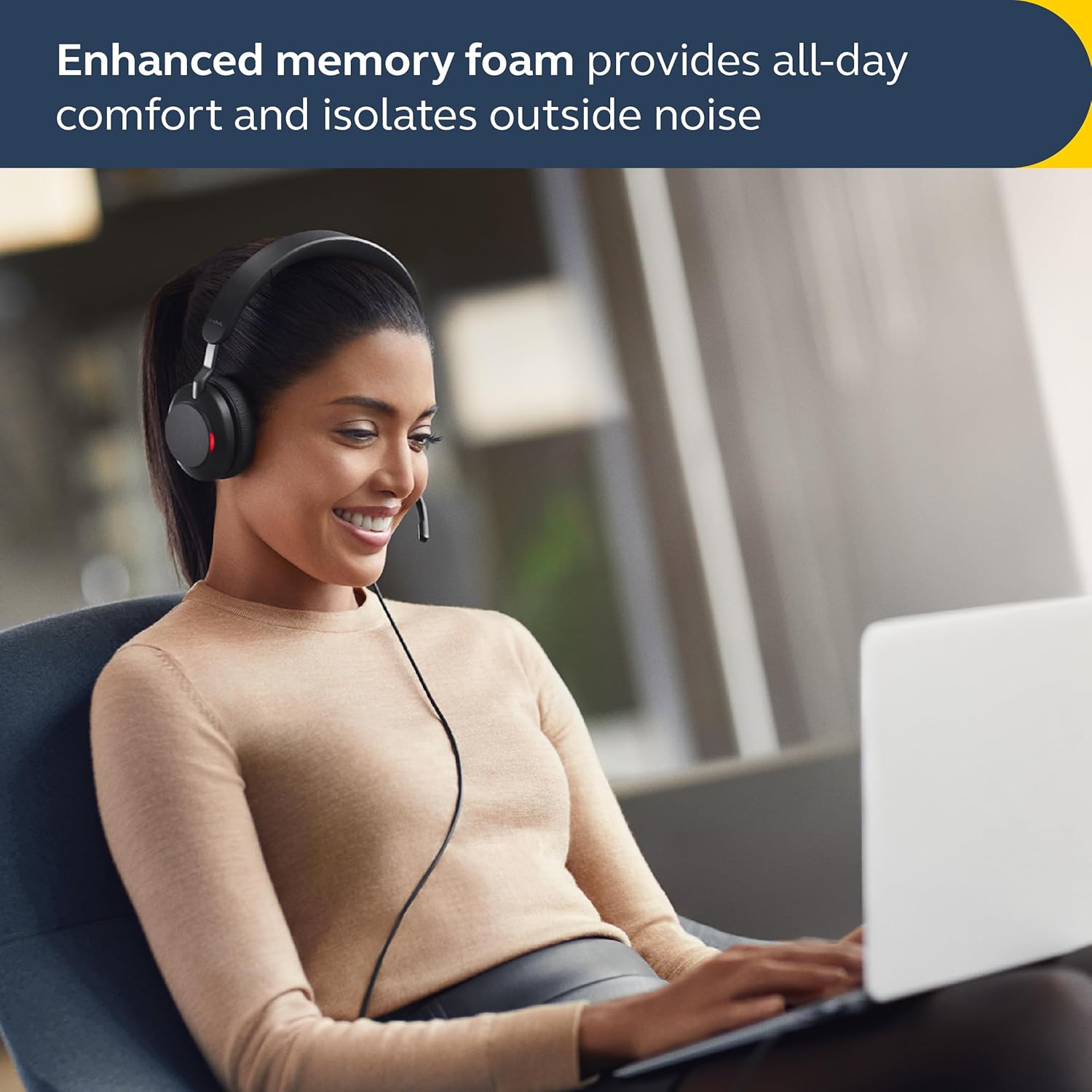 Jabra Evolve2 40 SE Auriculares con cancelación de ruido mono con cable – Cuenta con tecnología de llamada de 3 micrófonos y cable USB-A –