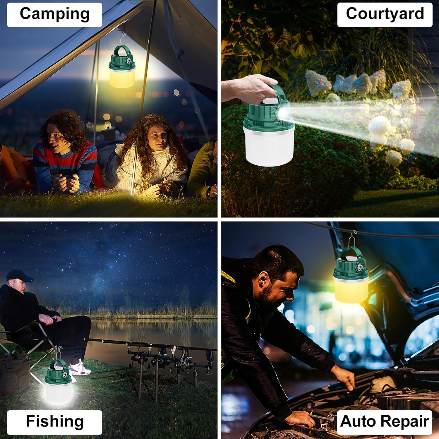Faroles de campamento de energía solar recargable por USB, mini linterna de luz portátil para emergencias, 5500 mAh batería recargable de gran