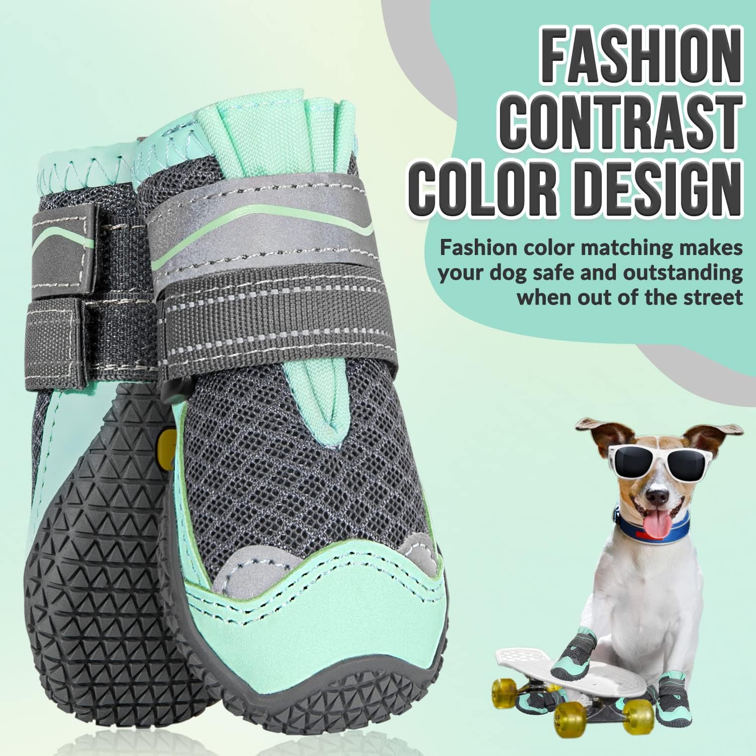 Lukovee Zapatos para perros, botas transpirables con suela de goma antideslizante para pavimento caliente, protector de patas de perro resistente al