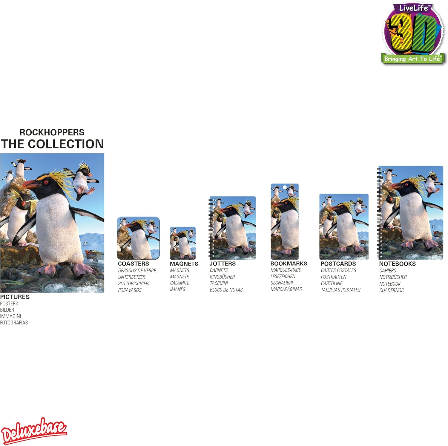 3D LiveLife Cuaderno Rockhoppers de Deluxebase. Cuaderno lenticular de pingüino 3D forrado de 80 páginas. 8.5 x 5.5 pulgadas. Excelente papelería