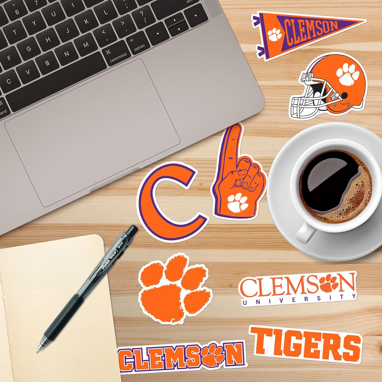 Clemson University – Paquete variado de 50 calcomanías de vinilo grandes de lujo, para laptop, botella de agua, álbumes de recortes, tableta,