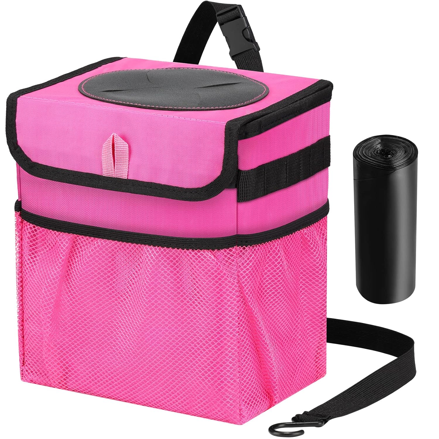 Basurero plegable para automóvil, a prueba de fugas, 2.3 galones, color rosa
