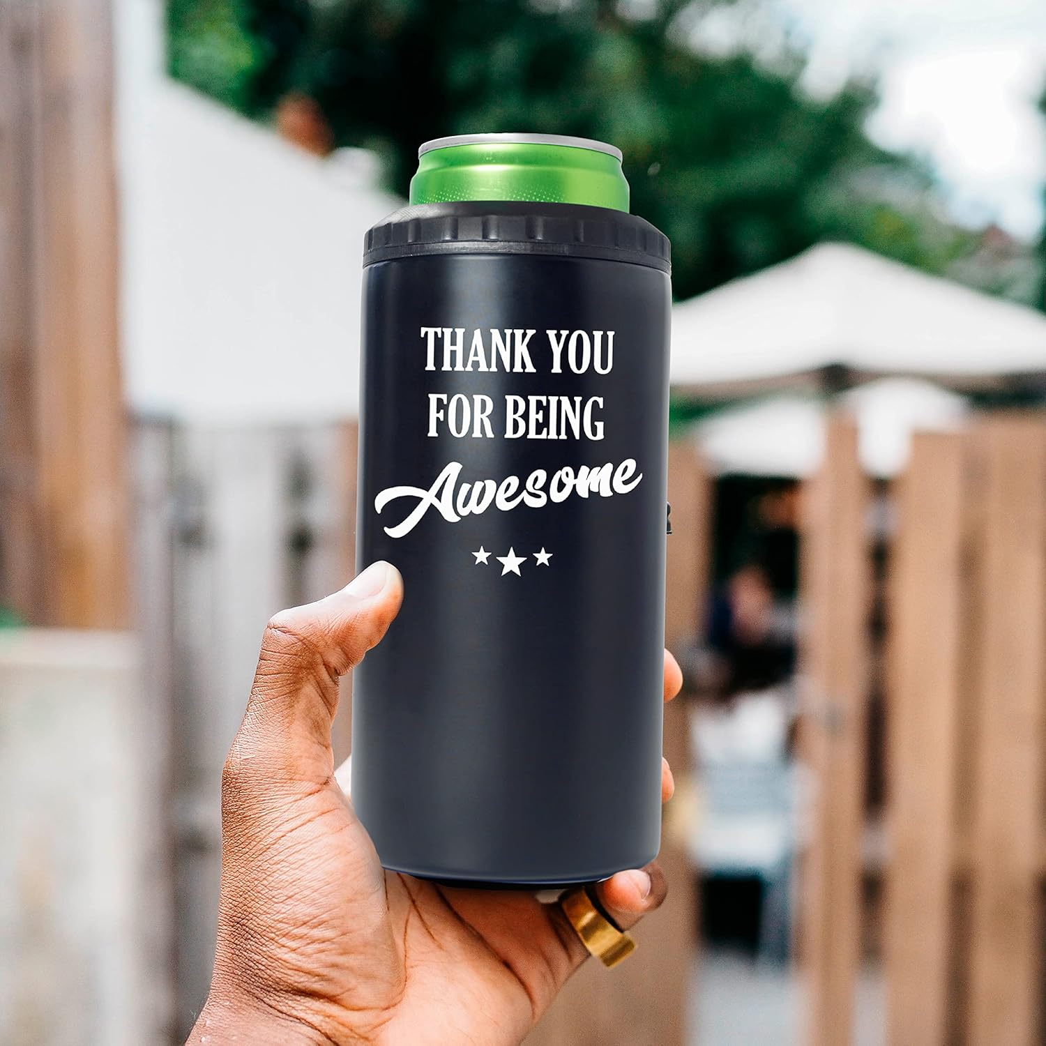 SANDJEST Vaso inspirador de 12 onzas con texto en inglés “Thank You for Being Awesome” de 12 onzas, vaso inspirador de latas con aislamiento de