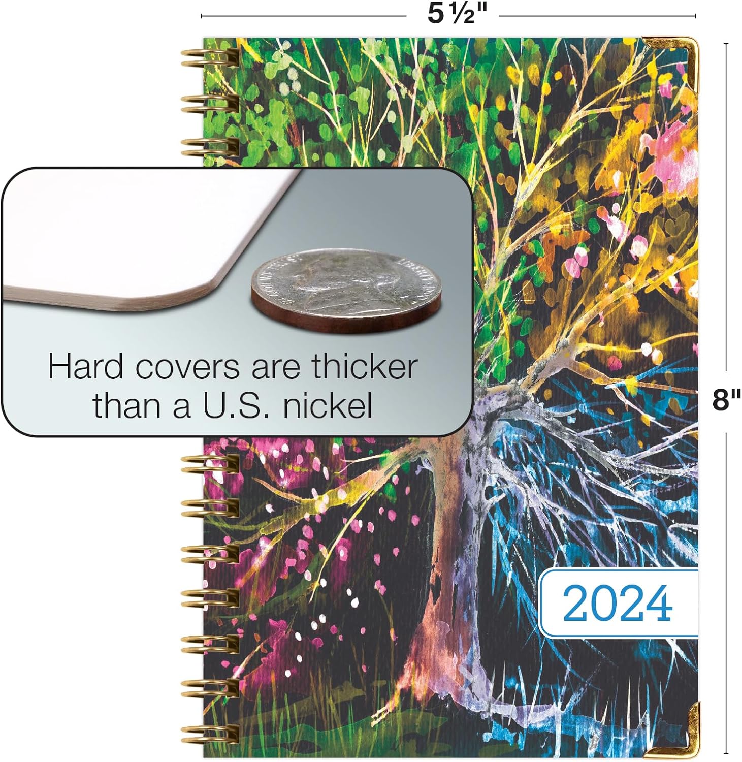 Global Printed Products Agenda 2024 de tapa dura (noviembre de 2023 a diciembre de 2024) agenda diaria, semanal, mensual, diaria, marcapáginas,