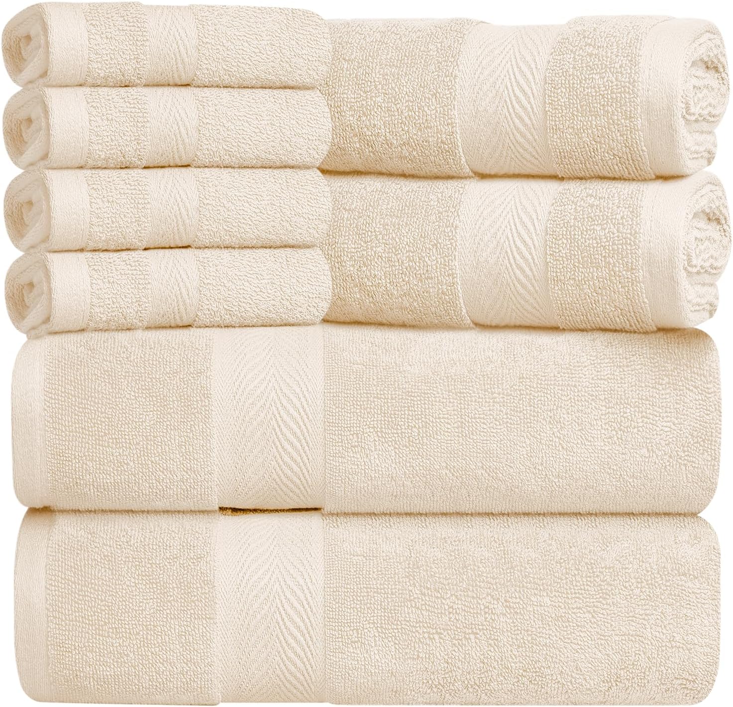 Oakias Juego de toallas de sal marina de 8 piezas, 21.16 ozm, 2 toallas de baño, 2 toallas de mano y 4 toallas faciales, juego de toallas de baño