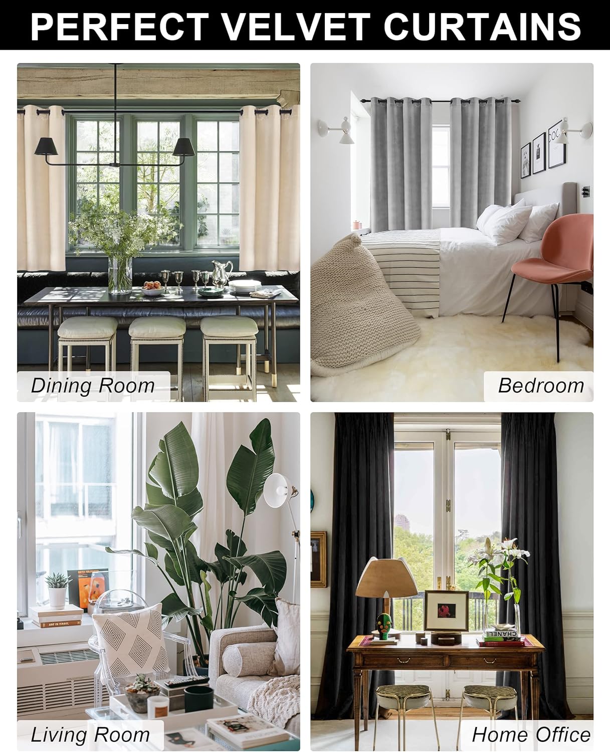 Cortinas de terciopelo de color verde de 72 pulgadas de largo con ojales, aislamiento térmico súper suave, reducción de ruido, gruesas filtrantes de