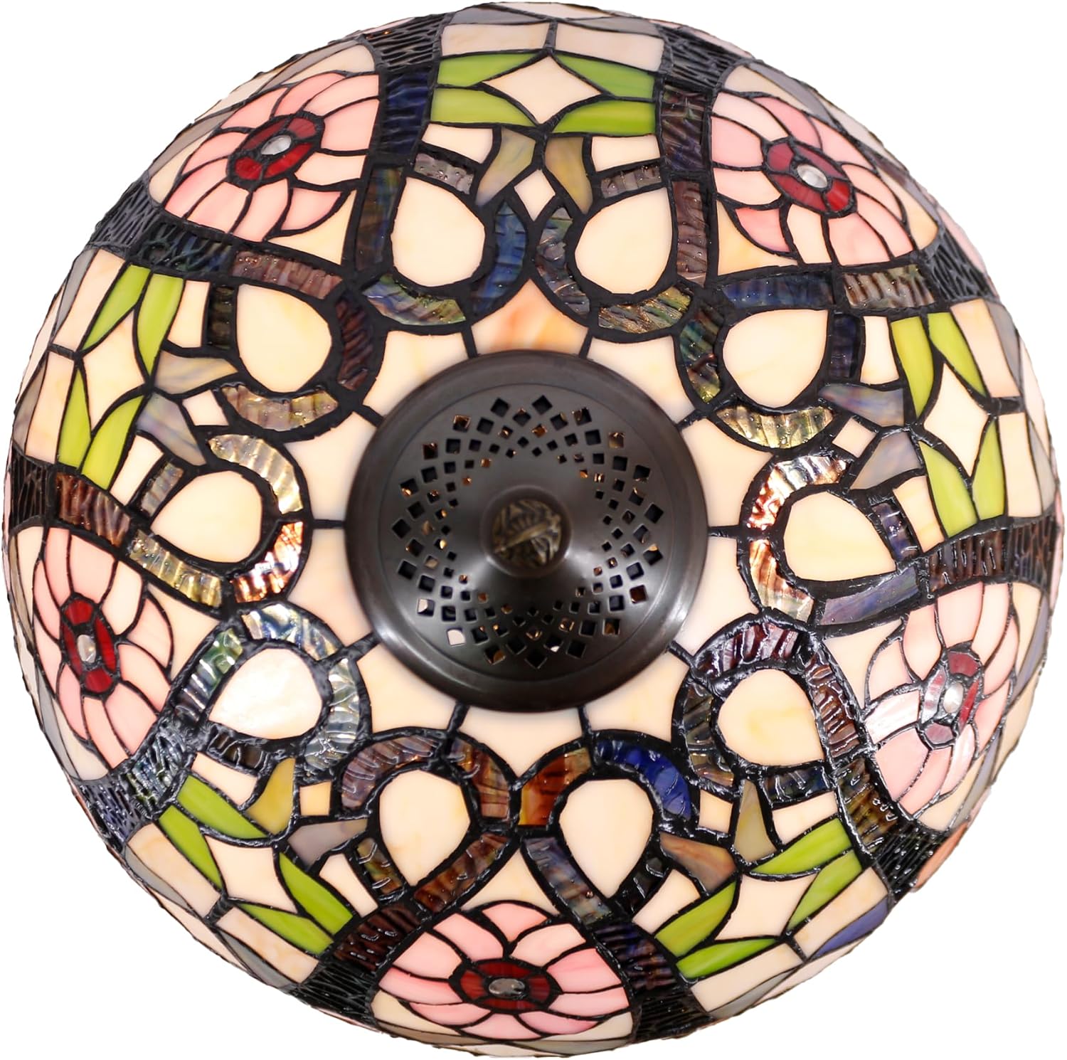 Tiffany – Lámpara de mesa con diseño de flores amarillas, luz de lectura para escritorio, 16 x 16 x 24 pulgadas, base de hojas de metal para