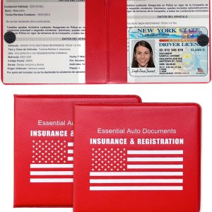 Kewucn Soporte para registro y seguro de automóvil, paquete de 2 organizadores de documentos esenciales de alta calidad con cierre de velcro fuerte, Kewucn Soporte para registro y seguro de automóvil, paquete de 2 organizadores de documentos esenciales de alta calidad con cierre de velcro fuerte,