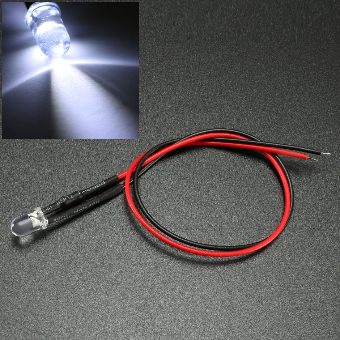 uxcell 10pcs 0.197 in pre cableado LED, blanco DC3-6V lente transparente, diodos emisores de luz