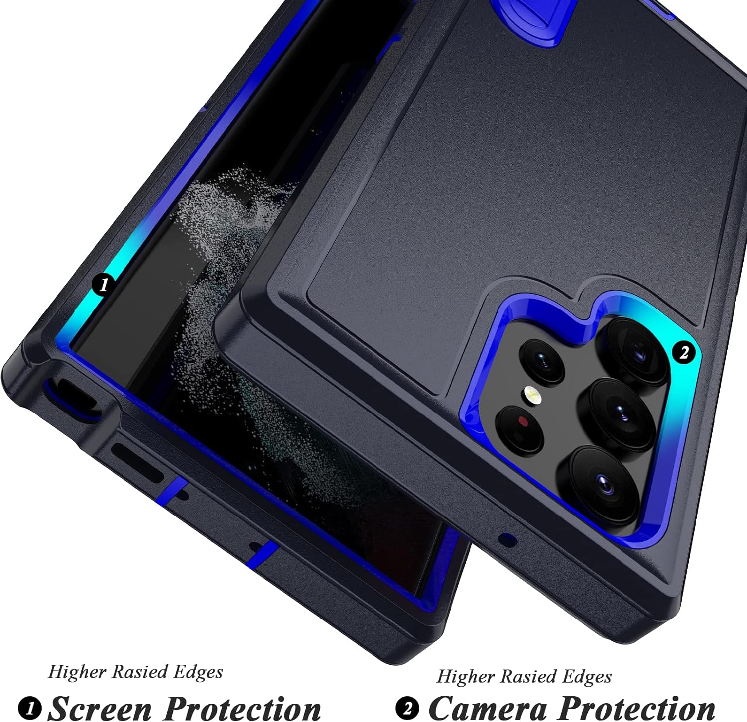 Qireoky Funda para Samsung Galaxy S23 Ultra 3 en 1 de protección extrema resistente a prueba de golpes, cubierta de puerto antipolvo,