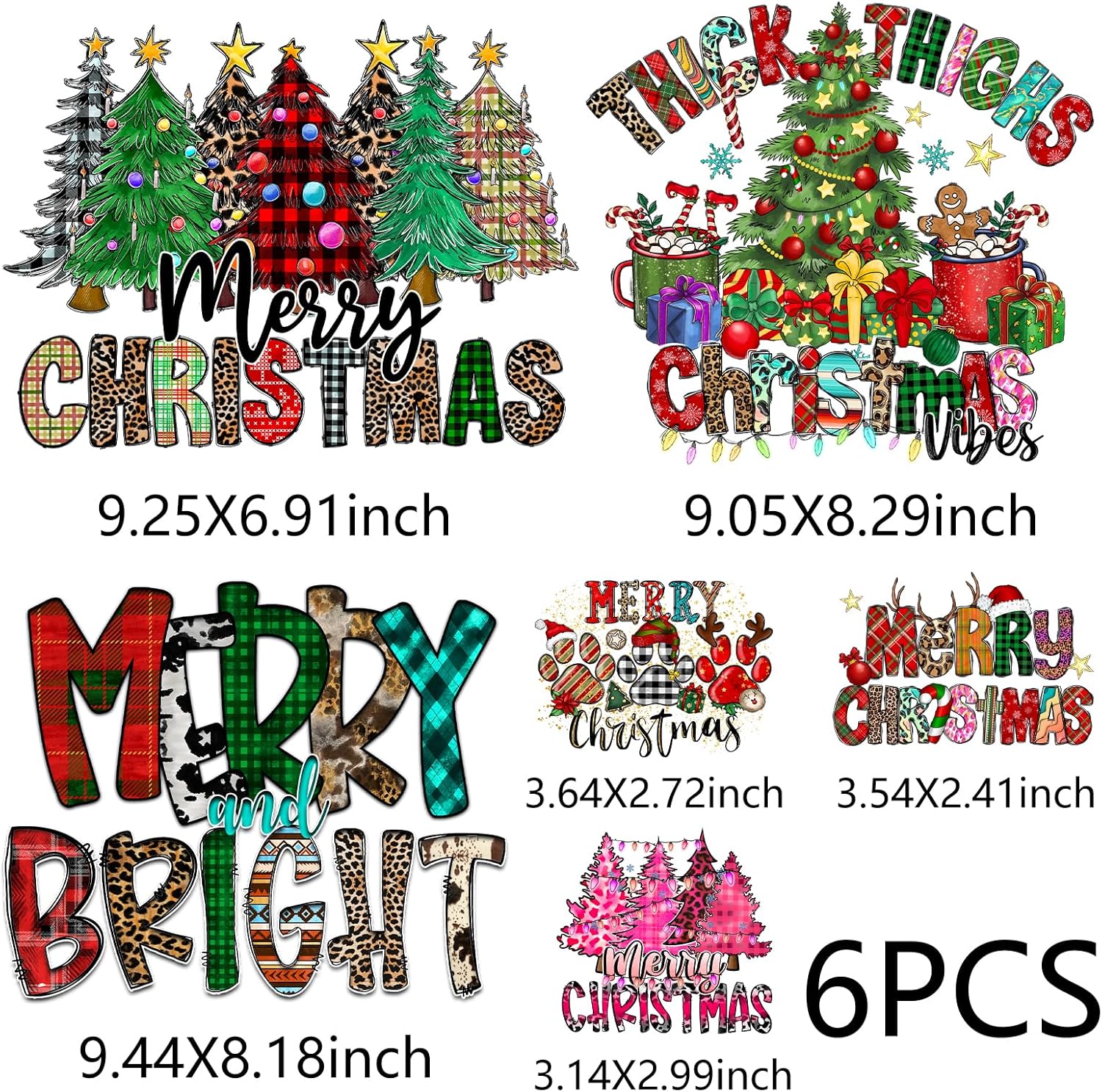 Calcomanías para planchar con texto en inglés Merry Christmas para árbol de Navidad, Papá Noel, parches de transferencia de calor para ropa,