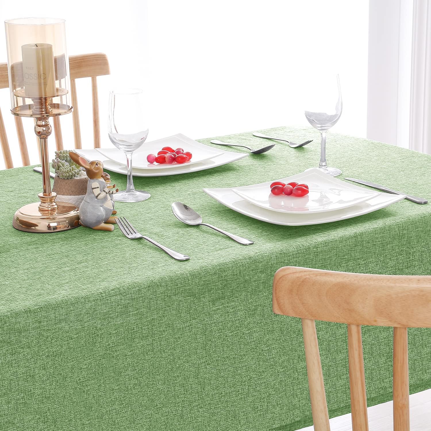 Hiasan Mantel rectangular de lino sintético, resistente a las arrugas y a las manchas, mantel lavable para cocina, comedor, mantel de vacaciones