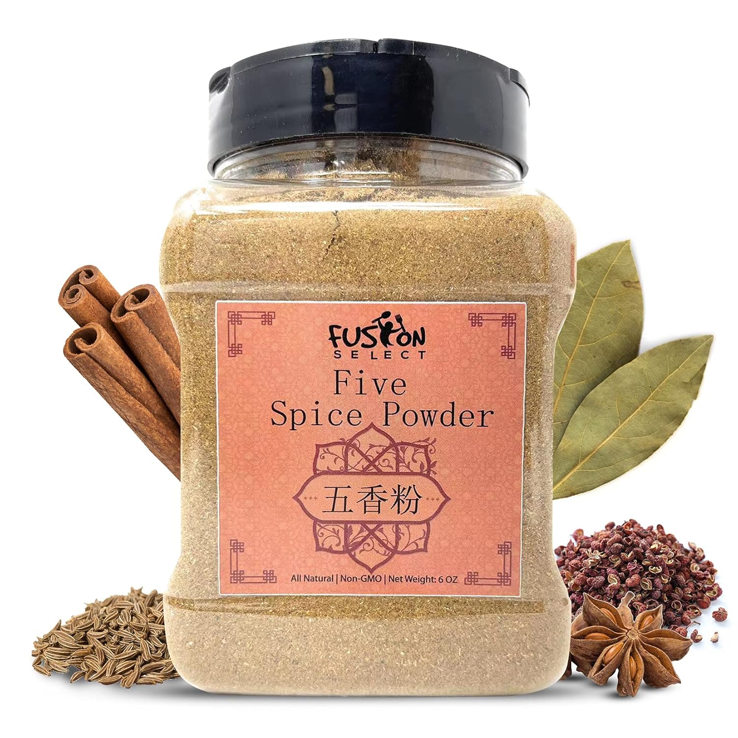 Fusion Select Polvo de cinco especias chinas auténticas a tierra natural, polvo tradicional de 5 especias, sin colorantes, conservantes, MSG, se