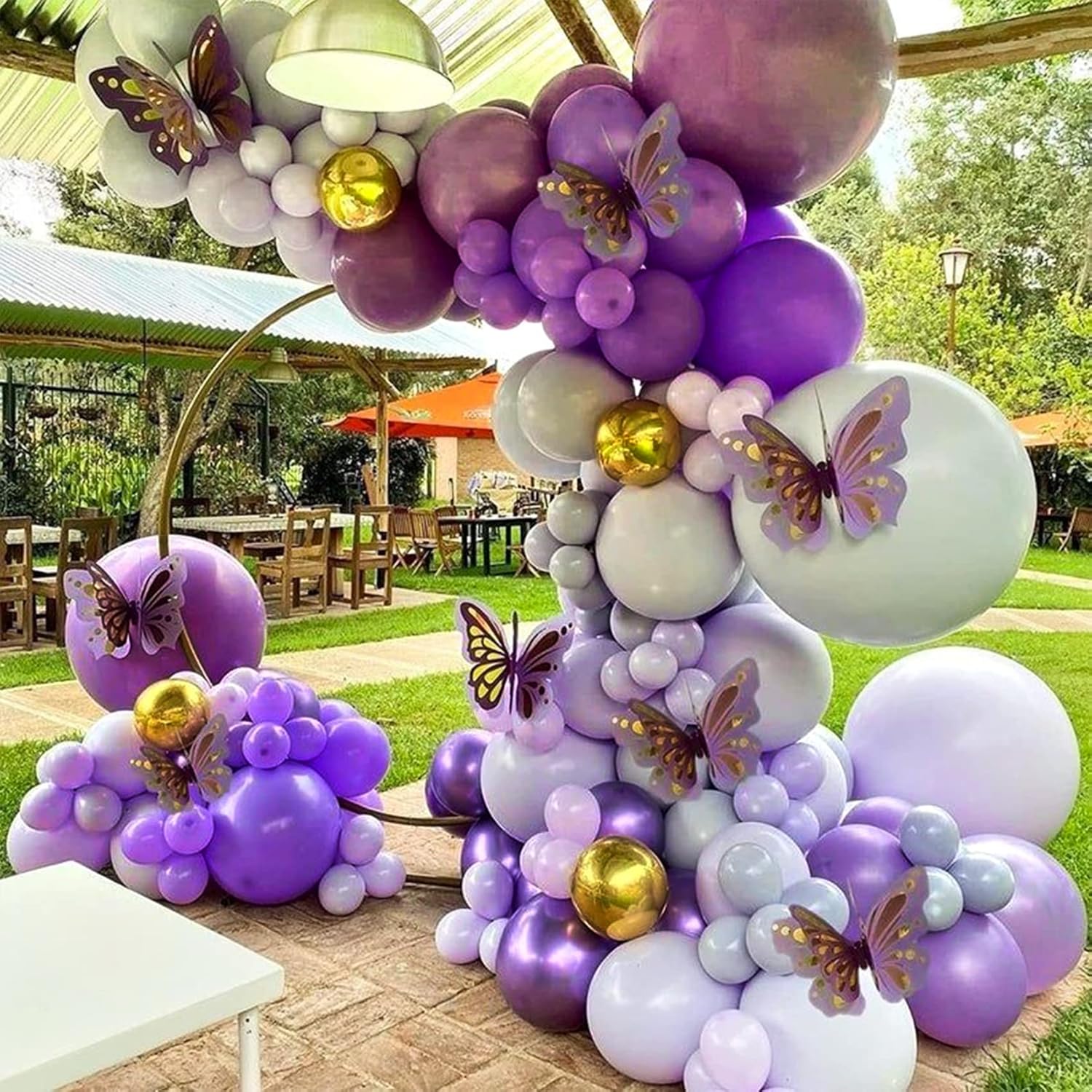 JOYYPOP Globos morados de 110 piezas de guirnalda de globos morados, diferentes tamaños, 5, 10, 12, 18 pulgadas, globos morados para decoración de
