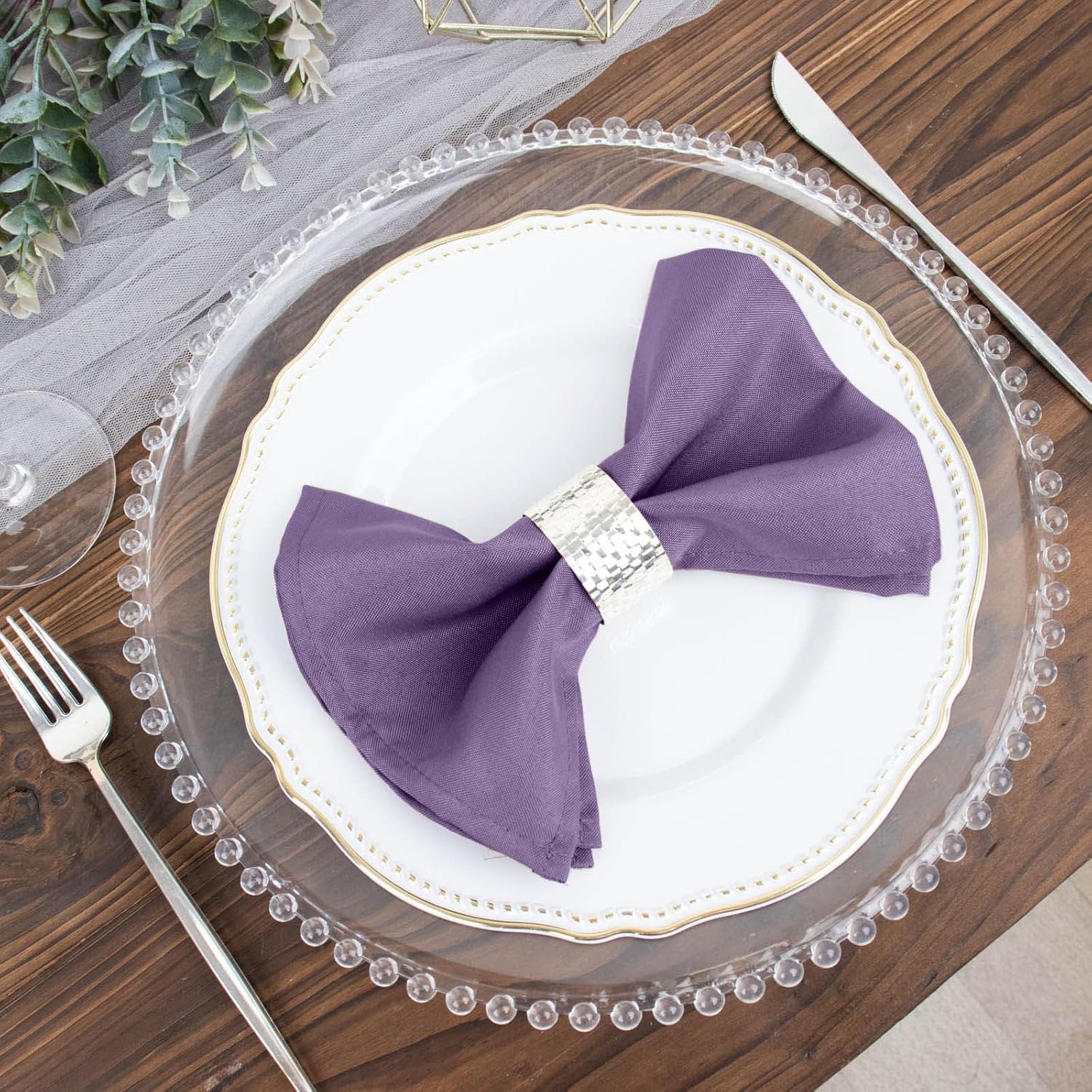 BalsaCircle – 60 servilletas de poliéster de amatista violeta de 17 pulgadas, para bodas, fiestas, recepciones, eventos, restaurantes