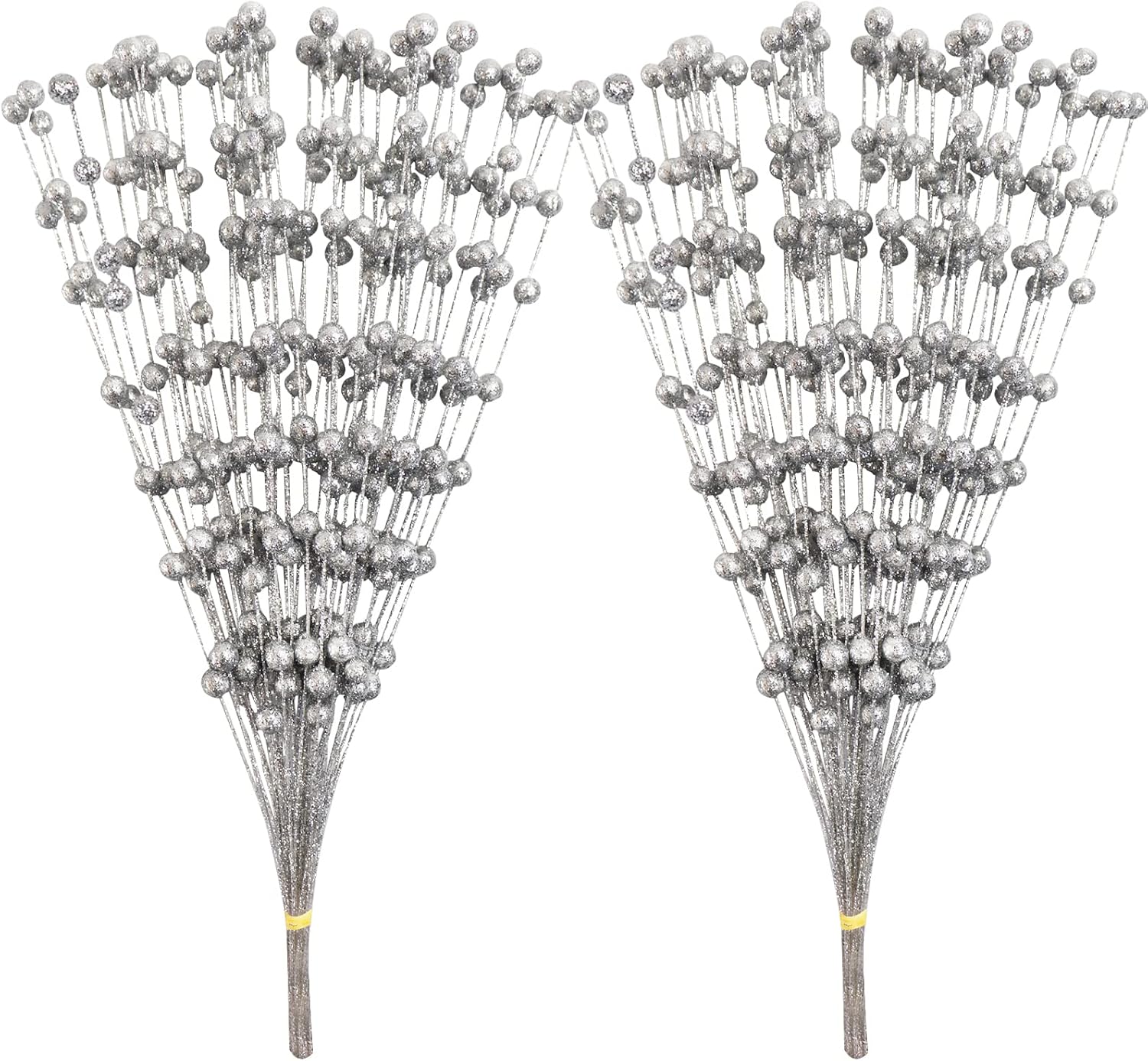 Nevperish 100 adornos artificiales de tallo de bayas con purpurina de 13.8 pulgadas, púas decorativas de Navidad, ramas para decoración de árbol de