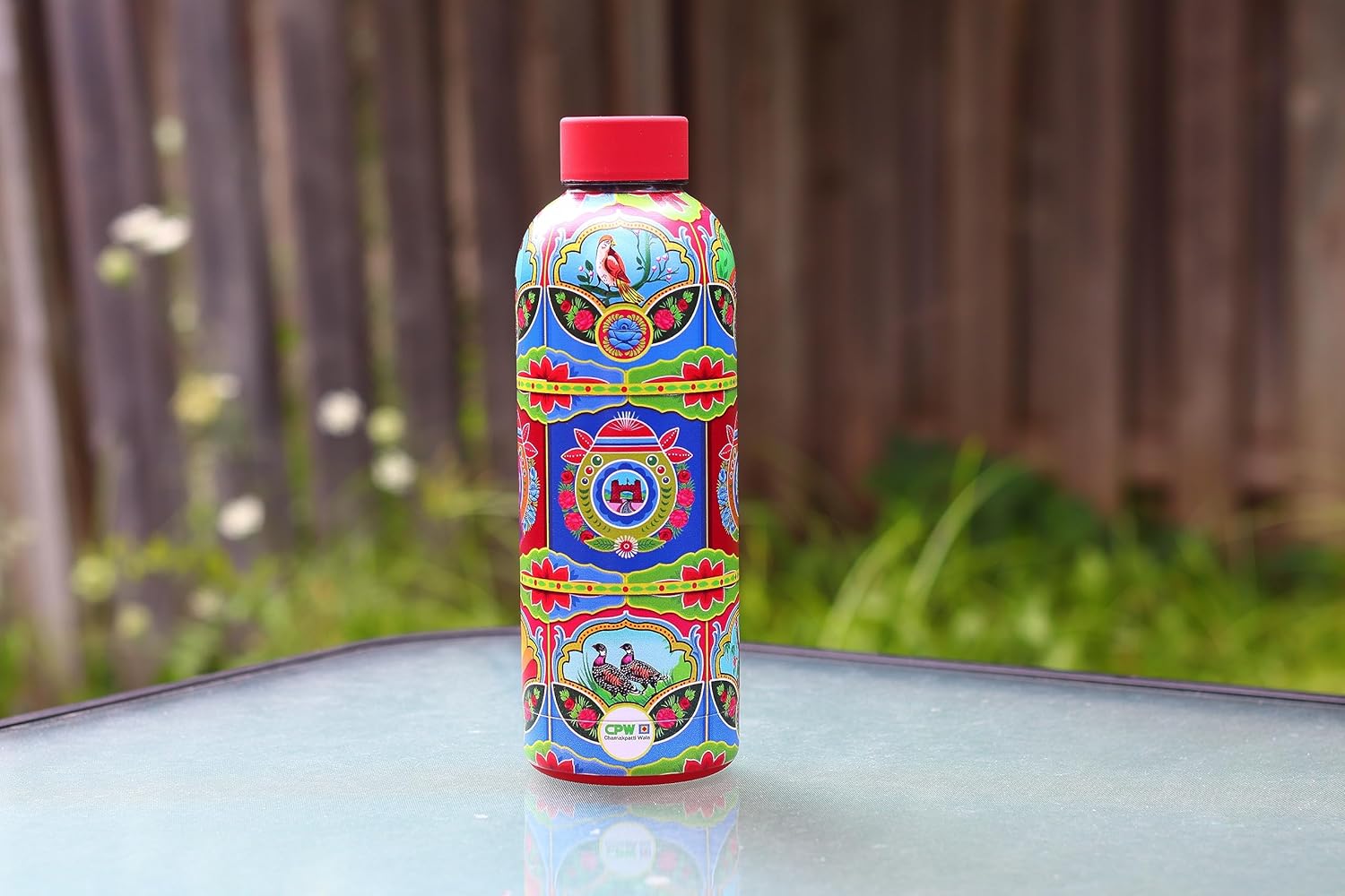 Botella de agua aislada de acero inoxidable de 17 onzas  16.9 fl oz, diseño único de camión paquistaní, a prueba de fugas y sin BPA
