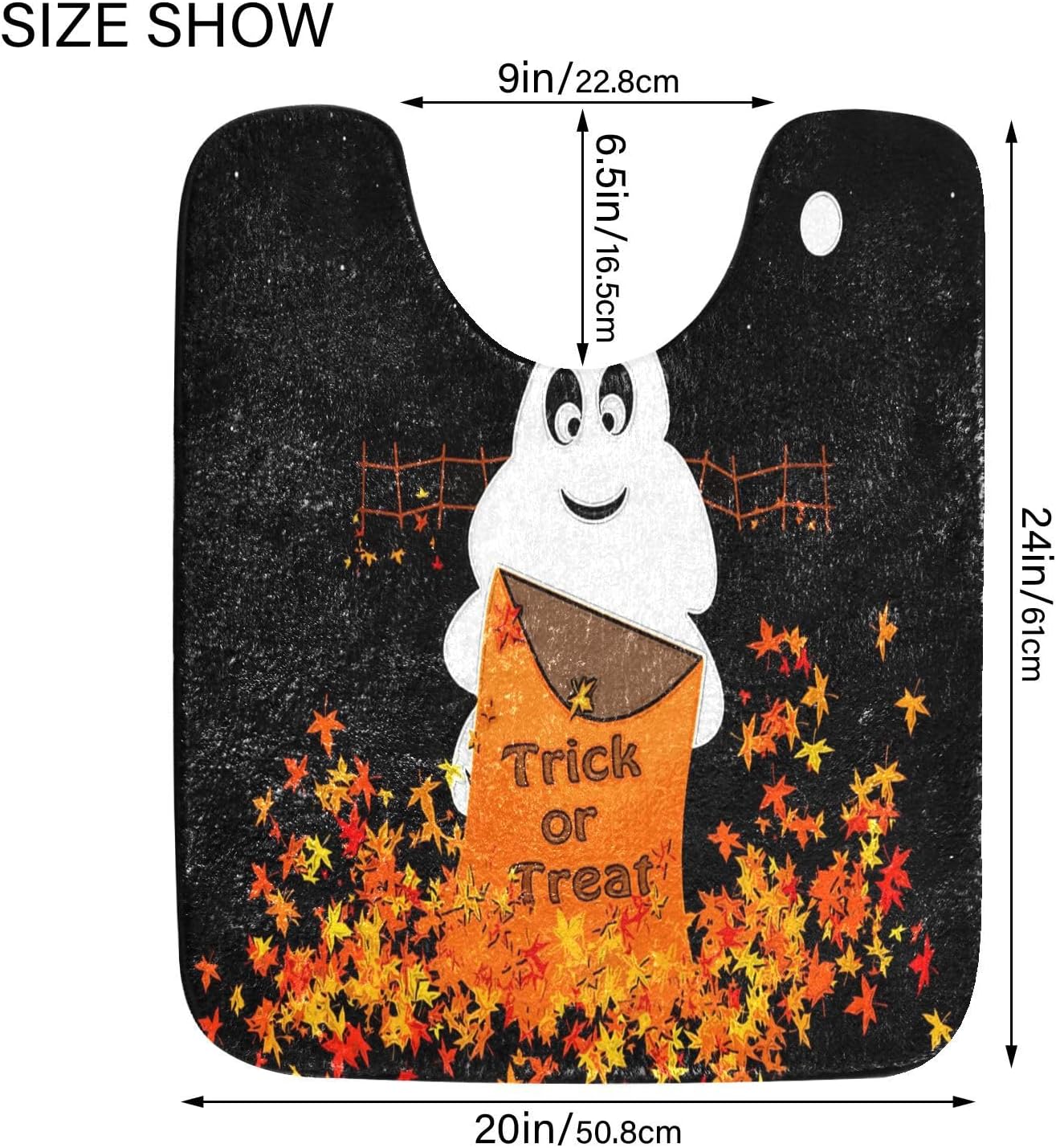 Halloween Ghost Fall Maple Bathroom Rugs Set 2 Piece Non Slip Water Absorbent Toilet Rug Fall Trick Or Treat Bath Rugs Washable Decor Area Rug Quick