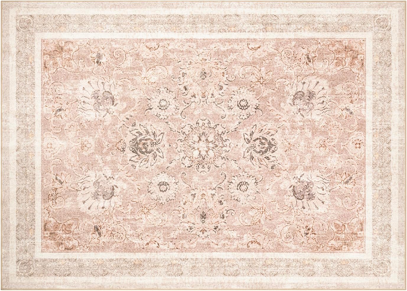 Phantoscope Vintage Collection – Alfombra de área de 5 x 7 pies para sala de estar, alfombra lavable de estilo bohemio, antideslizante para