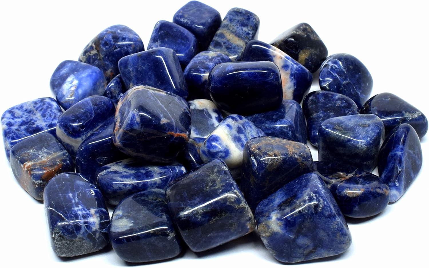 Piedras pulidas de sodalita azul natural, piedras preciosas pulidas de cristal de cuarzo mineral Cabujones espumosos de África del Sur, 20 unidades