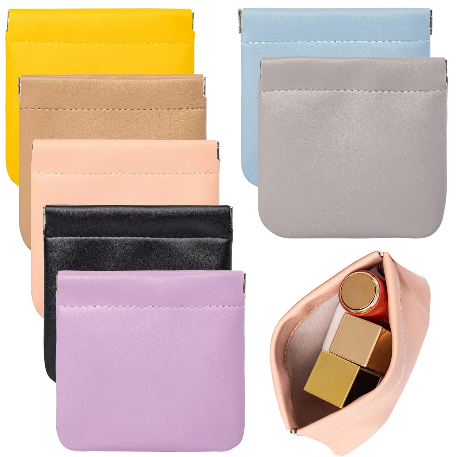 LUCKIPLUS Paquete de 7 bolsas de cosméticos de bolsillo, bolsas de maquillaje portátiles de viaje, pequeñas bolsas de maquillaje impermeables para