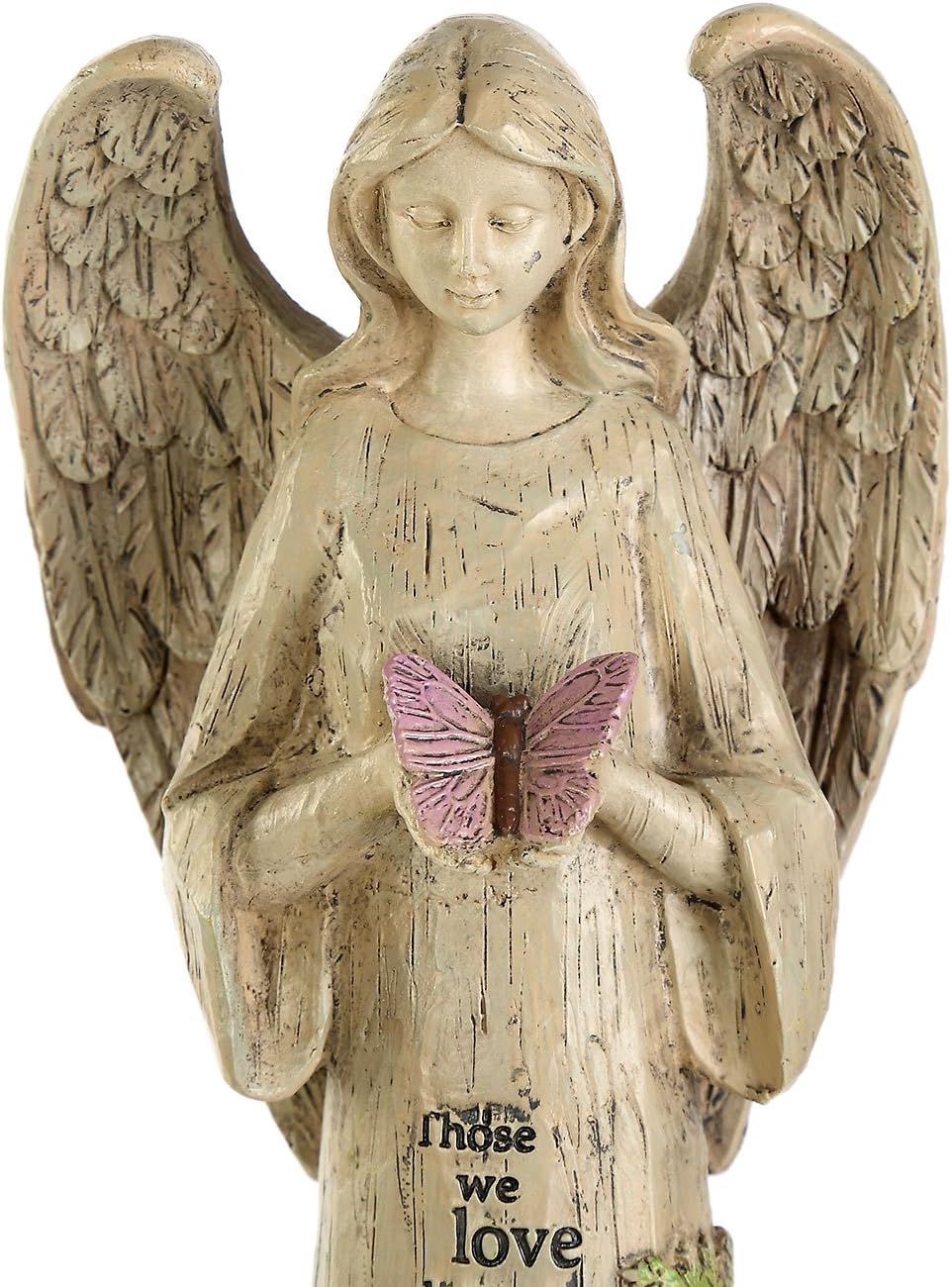 DUSVALLY Estatua de ángel de resina de 10 pulgadas de alto con pájaro, figura de ángel de jardín, decoración al aire libre, escultura de jardín de