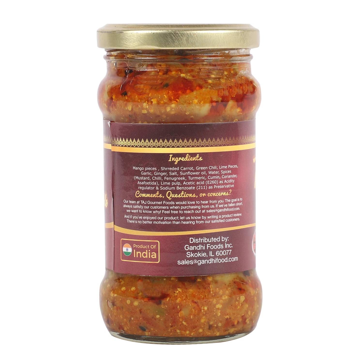 TAJ Pepinillo Mixto  Achar Mixto  Trozos de zanahoria con mango y lima  (10.58 oz)