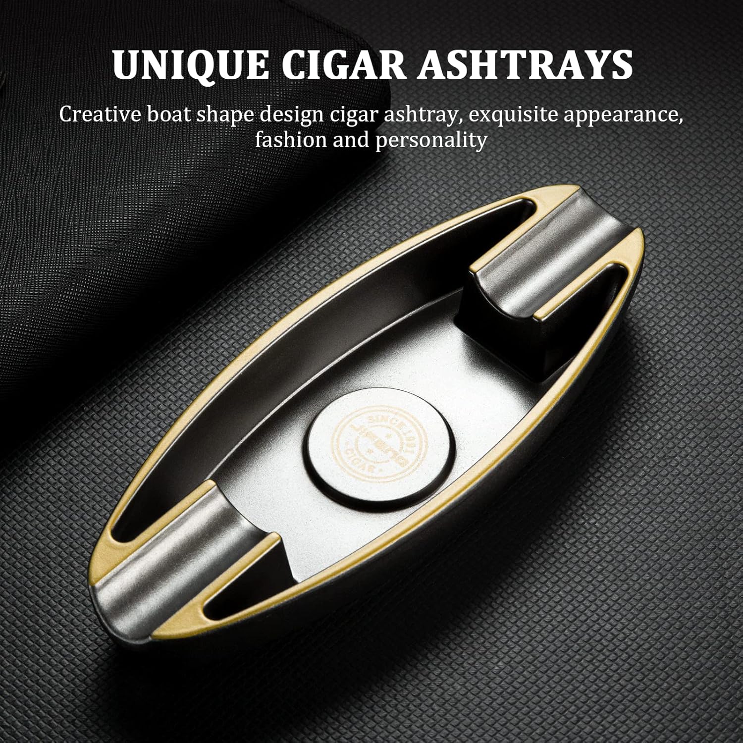 CIGARWONG Cenicero de cigarros con 2 portavasos, cenicero portátil de viaje, único para exteriores e interiores