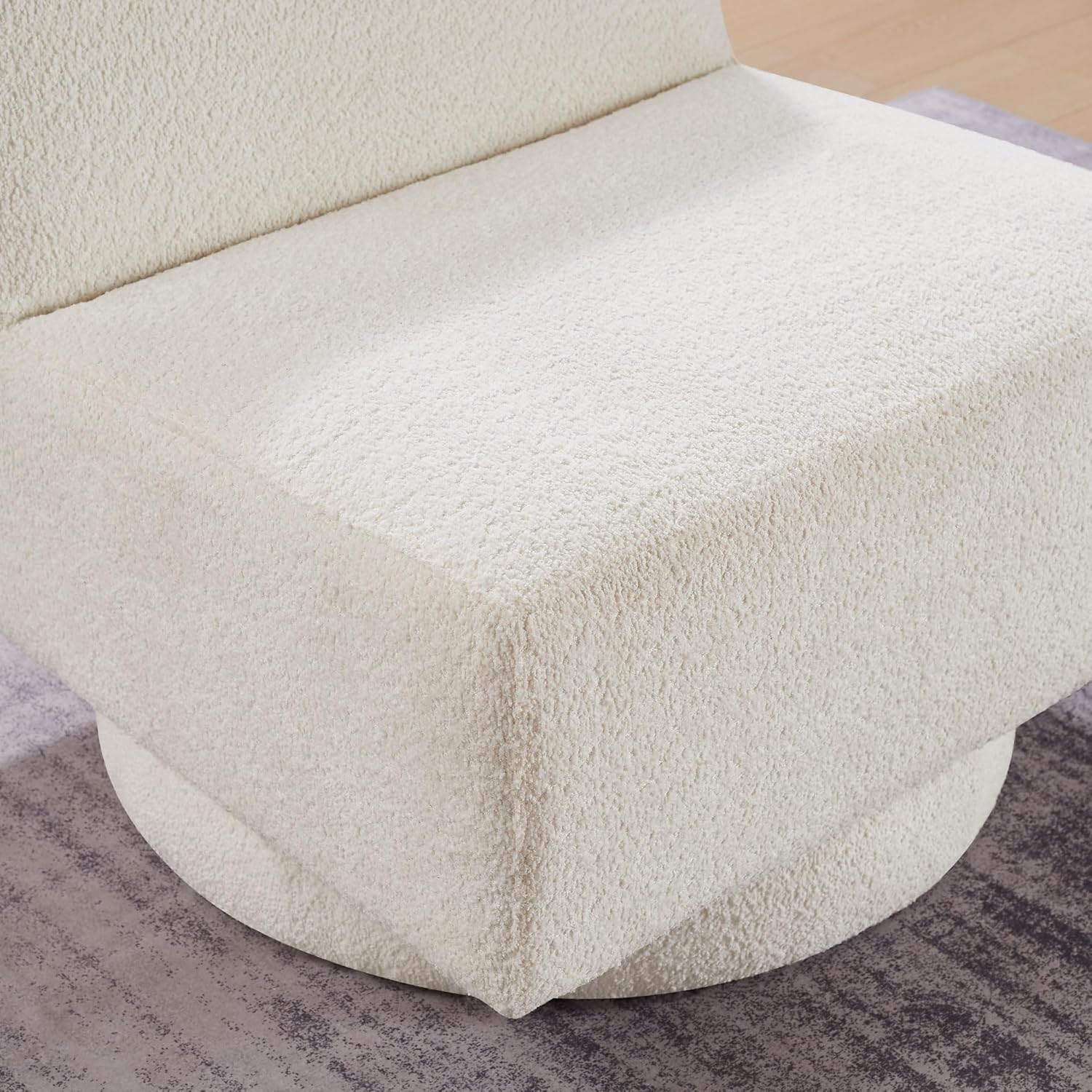 Silla giratoria de 360 grados, cómoda silla de sofá de lectura perezosa de tamaño grande, adecuada para sala de estar y dormitorio, color blanco