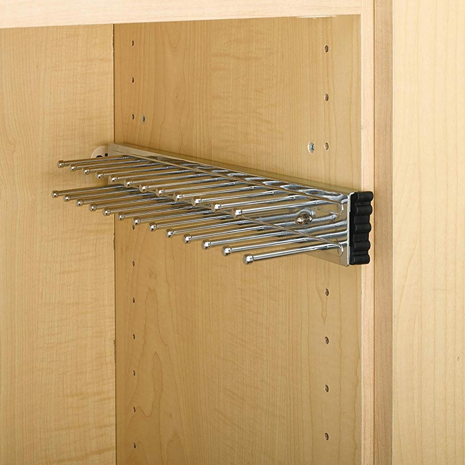 Rev-A-Shelf Soporte extraíble de 12 pulgadas de montaje lateral extensible para armario y cinturón de almacenamiento para hasta 23 lazos, cromo,