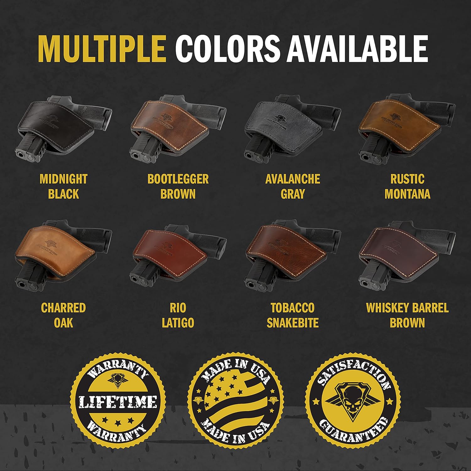 Funda universal Dual Threat IWBOWB para cinturón, fabricada en Estados Unidos, funda ambidiestra de cuero de grano completo, transporte abierto y
