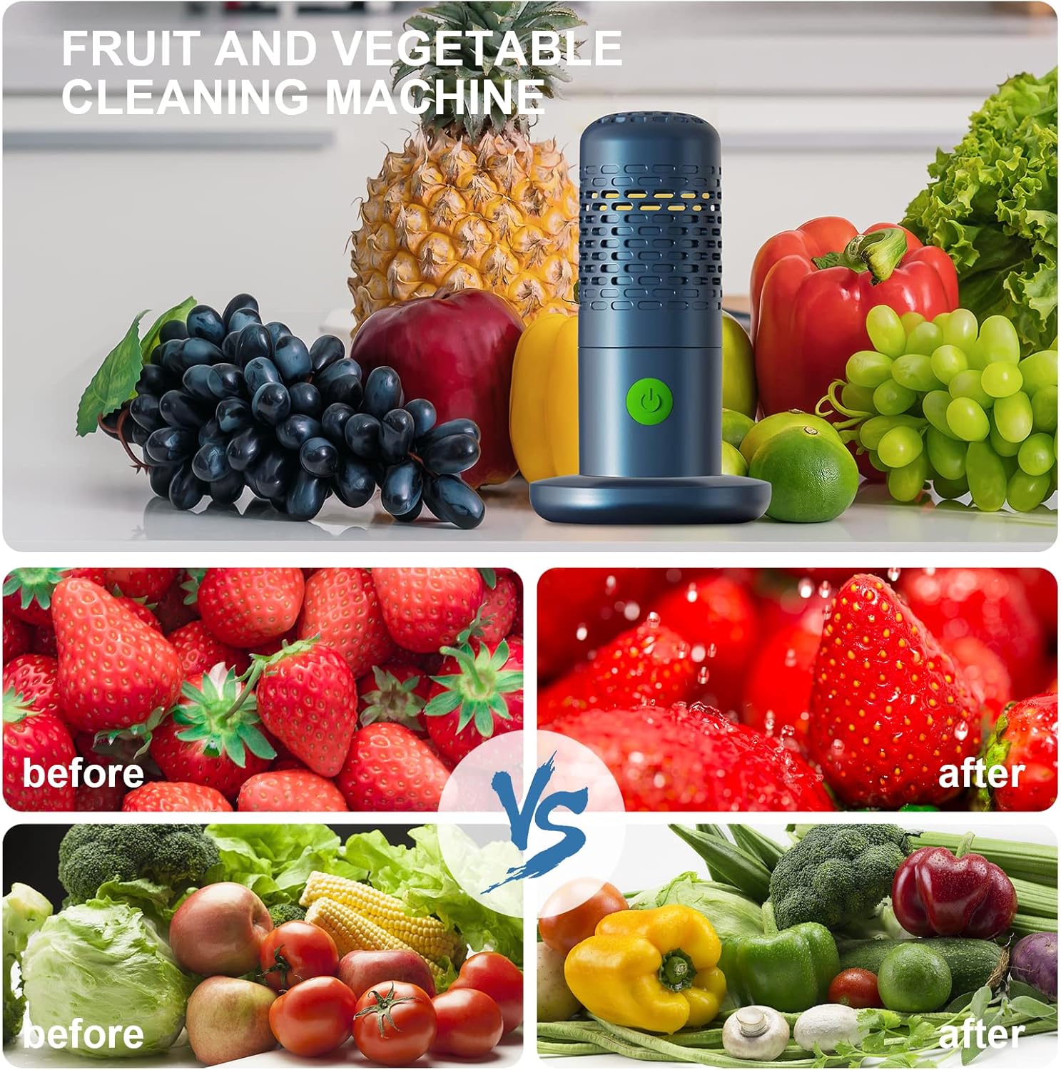 Fruit and Vegetable Washing Machine,Fruit Vegetable Purifier Fruit and Vegetable Cleaner, Capsule Shape Fruit & Vegetable Cleaner Machine for