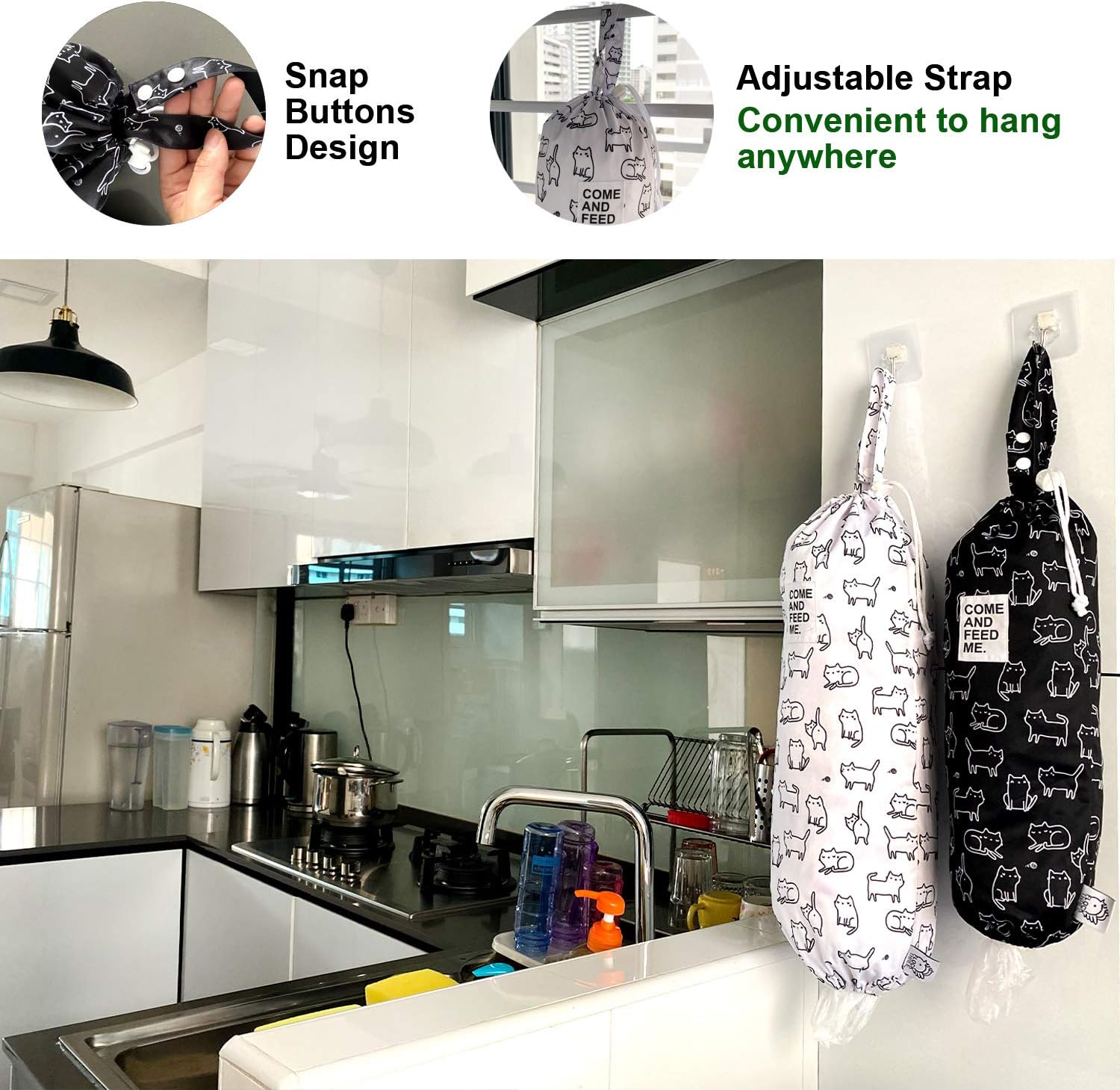 2 unids impermeable plástico supermercado bolsa titular de compras soporte organizador cocina almacenamiento bolsa dispensador múltiples diseños