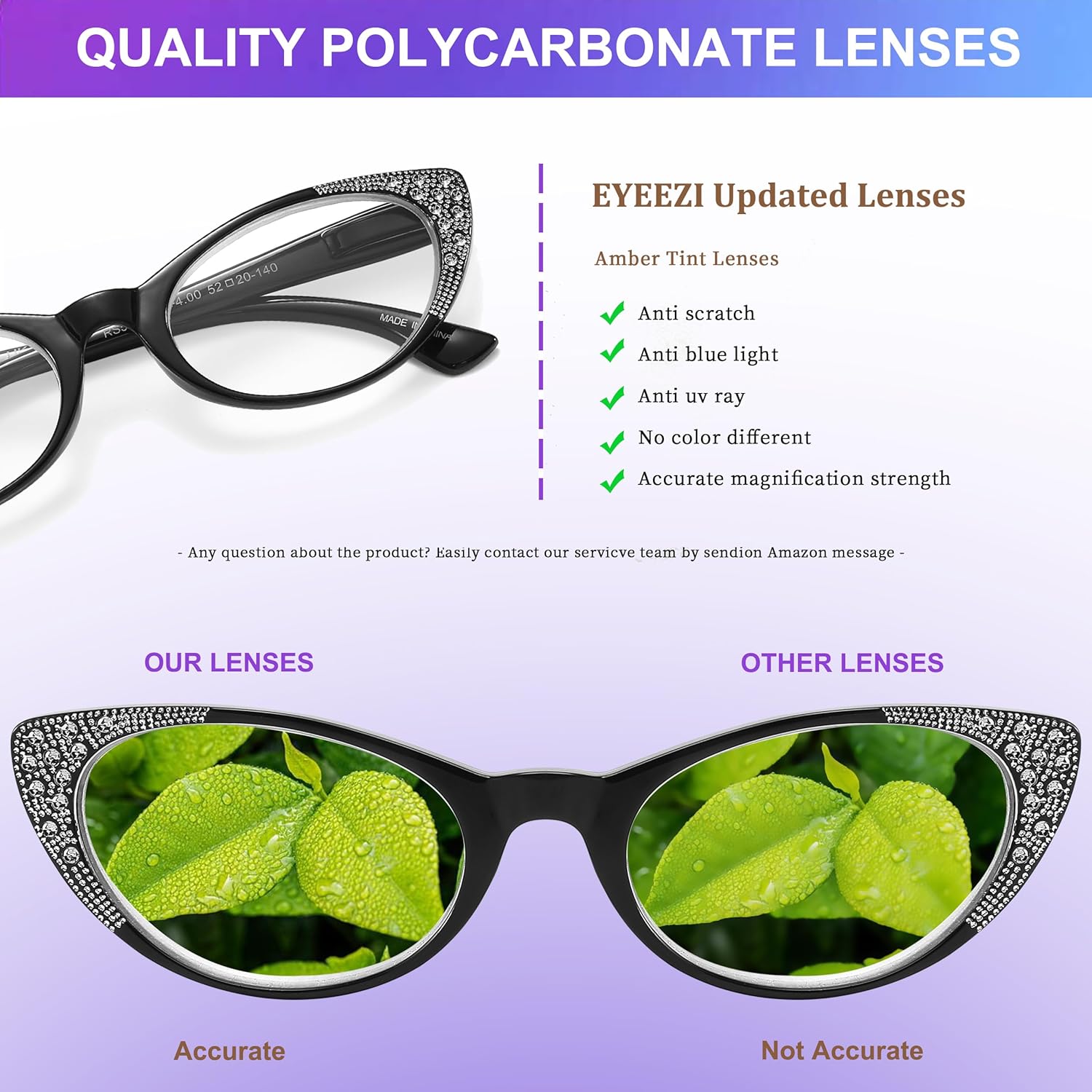 eyeezi Gafas de lectura con diseño de ojo de gato para mujer, bloqueo de luz azul, paquete de 6 unidades para lectores de moda para mujer con