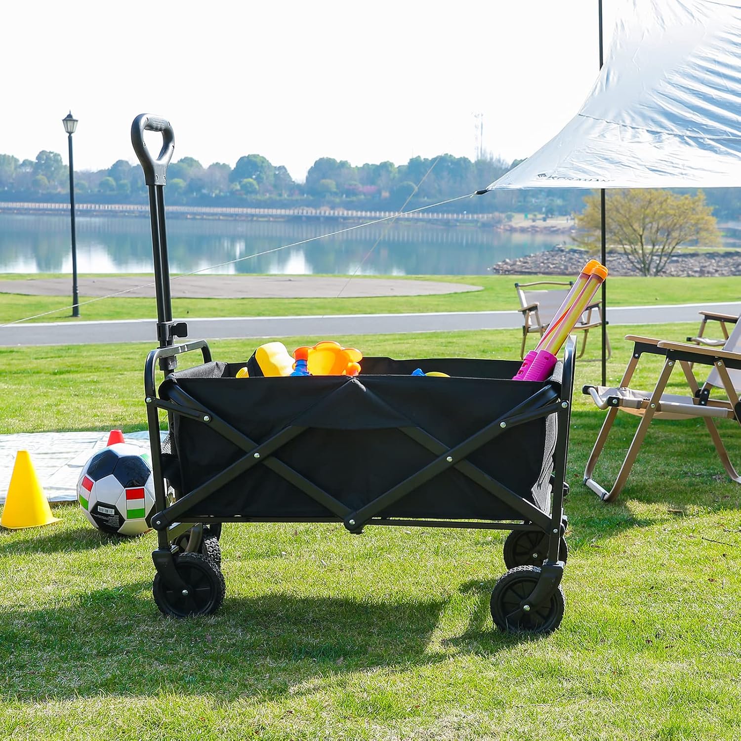 Carro plegable plegable, capacidad de peso de 360 libras, carrito multifuncional para exteriores, adecuado para camping, picnic, compras, viajes al