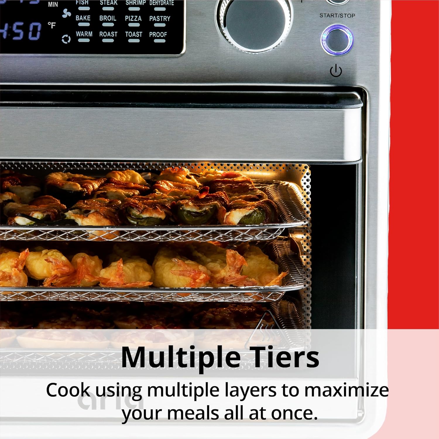 Ariawave – Mini freidora de aire y horno tostador de 16 cuartos de galón, multifuncional con 15 ajustes preestablecidos, freír, hornear, asar,