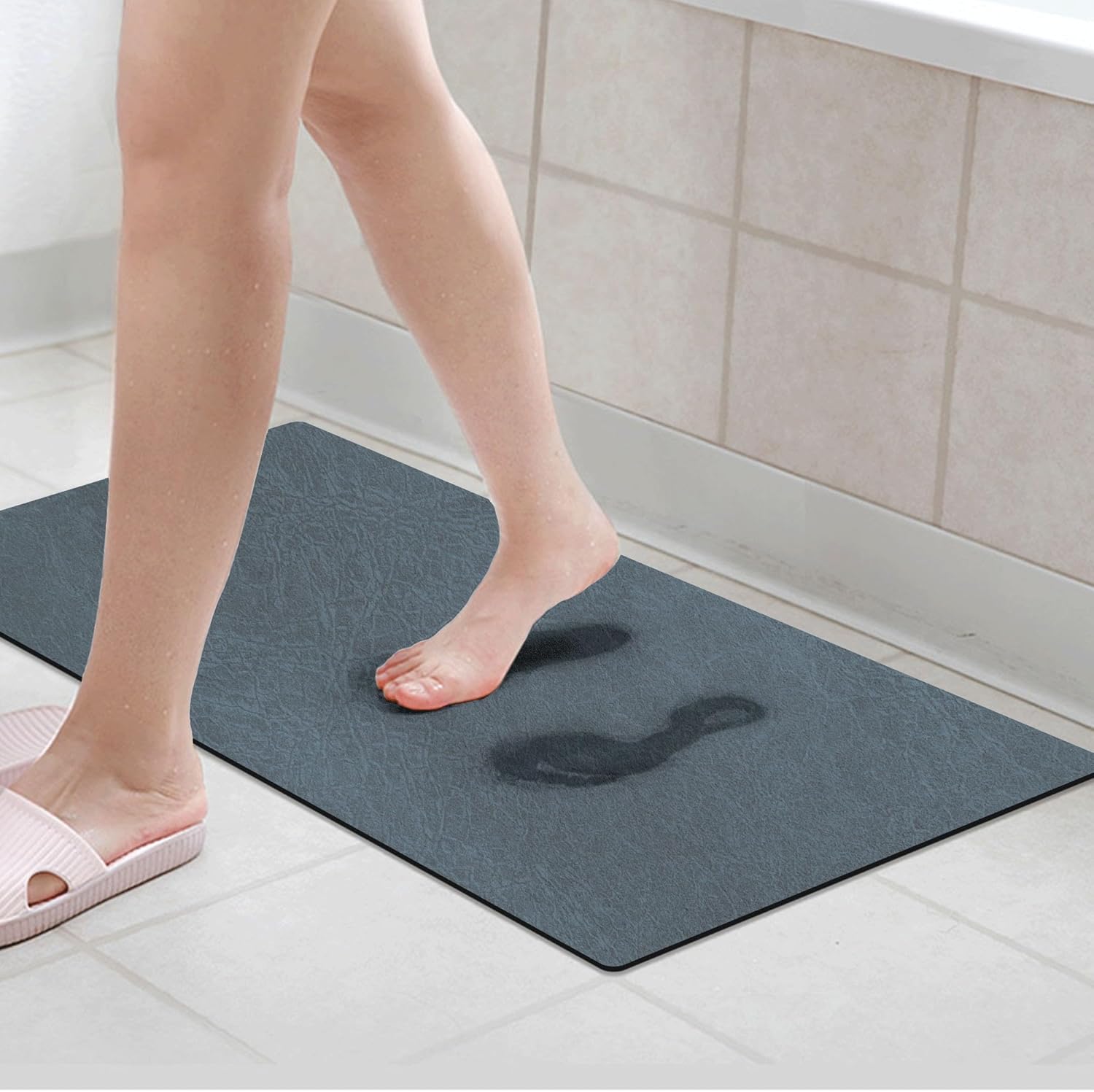 Tapetes de baño finos, tapete de baño de microfibra, alfombras de contorno antideslizantes, bañera a máquina, tapete de baño de piedra de baño de